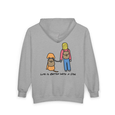 Life Is Better With A Dog -- Hike (Back Print) | Morewoof Full Zip Hoodie for Dog Lovers | Color Collection | Fall Collection