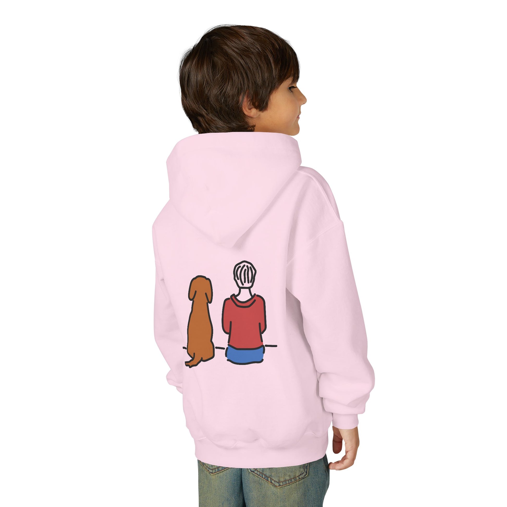 "Better Together" Youth Hoodie (Back Print Design) for Kids Who Love Dogs | Color Collection