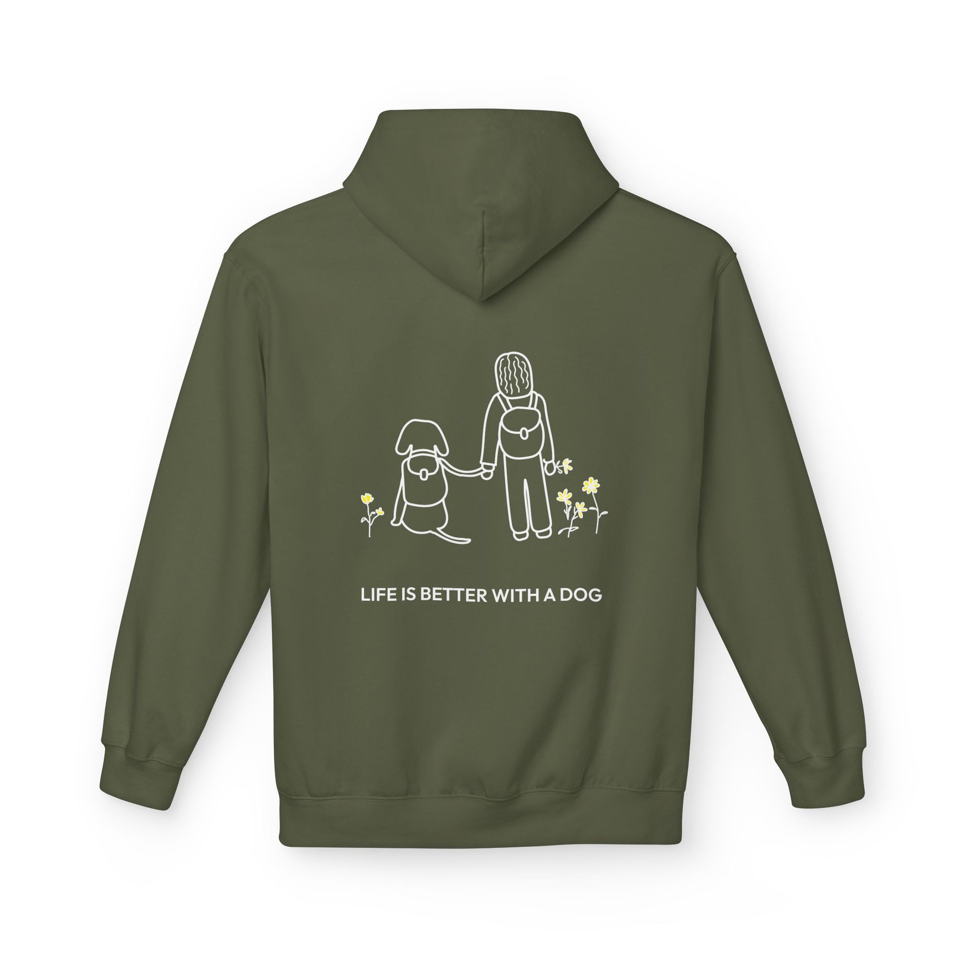 Life Is Better With A Dog -- Hiking (Back Print) | Softstyle Fleece Hoodie | Life Is Better With A Dog Collection