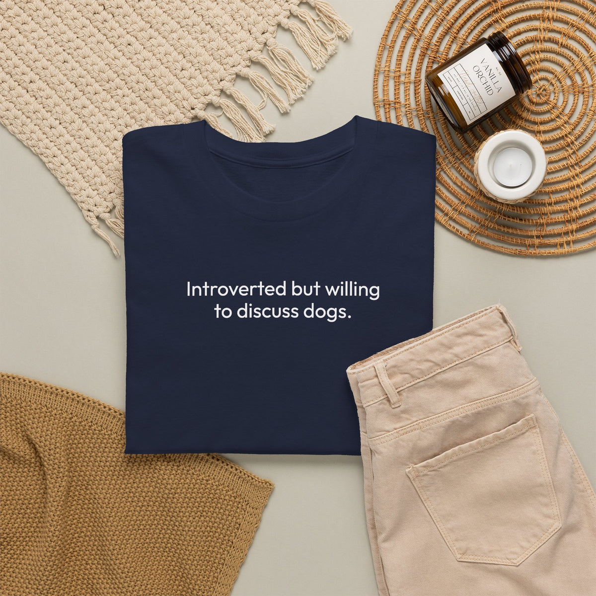 Introverted but willing to discuss dogs | Soft Cotton Tee | Dog Person Collection