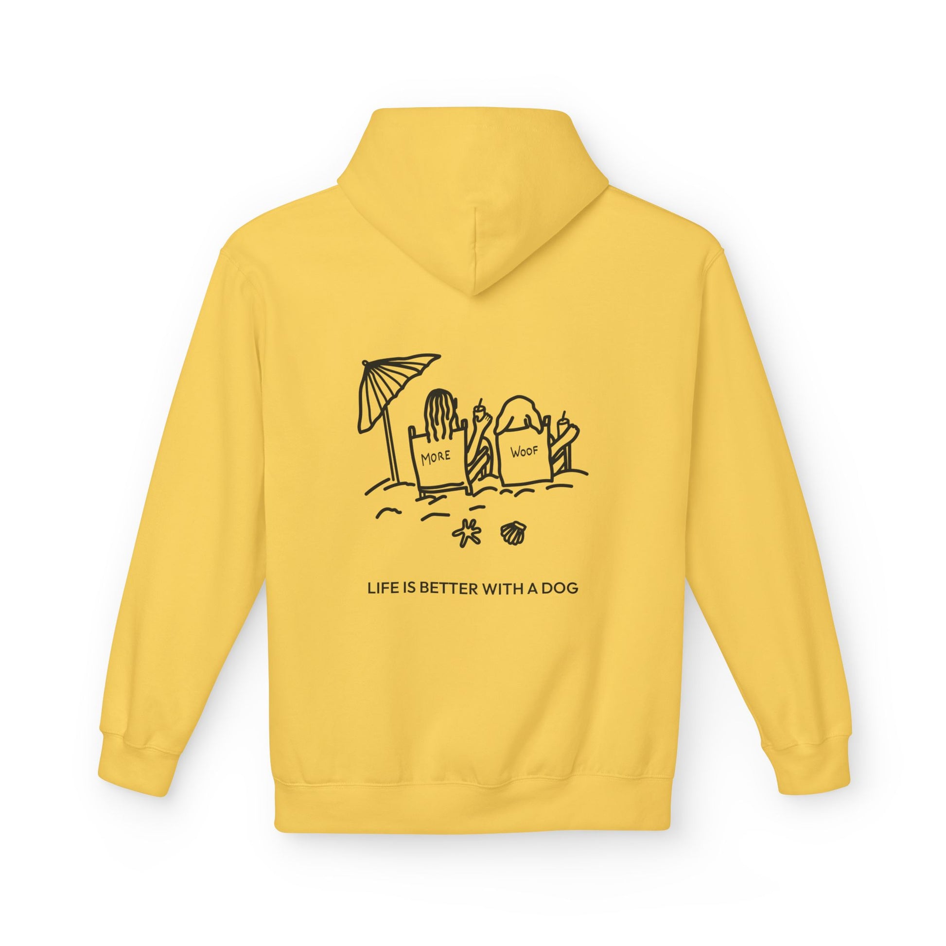 Life is Better with a Dog -- Beach (Back Print) | Softstyle Fleece Hoodie | Life Is Better With A Dog Collection | Summer Collection