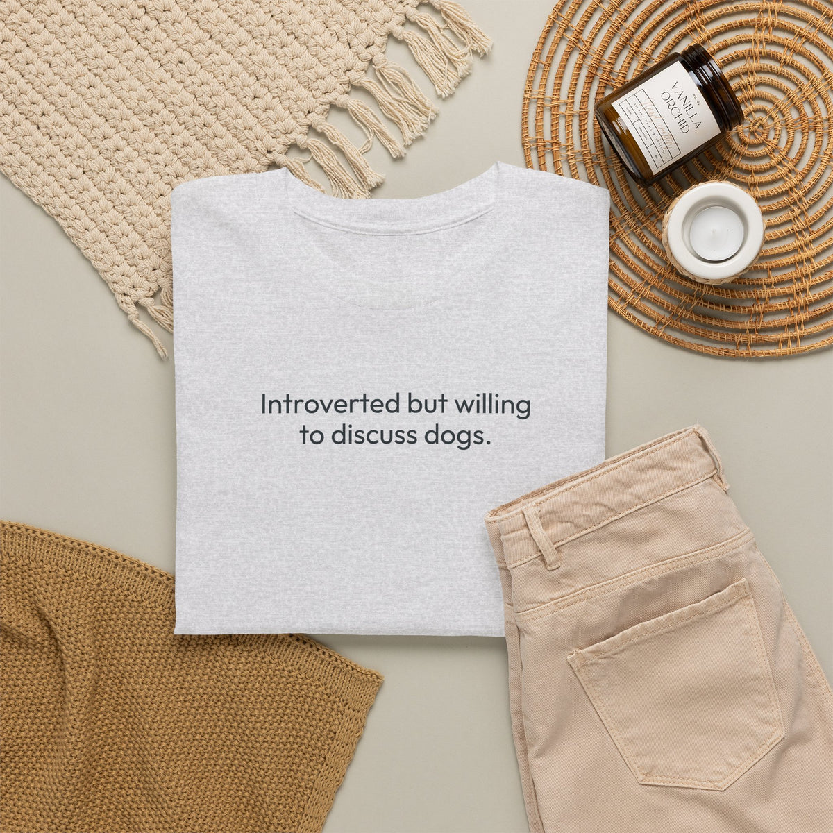 Introverted but willing to discuss dogs | Soft Cotton Tee | Dog Person Collection