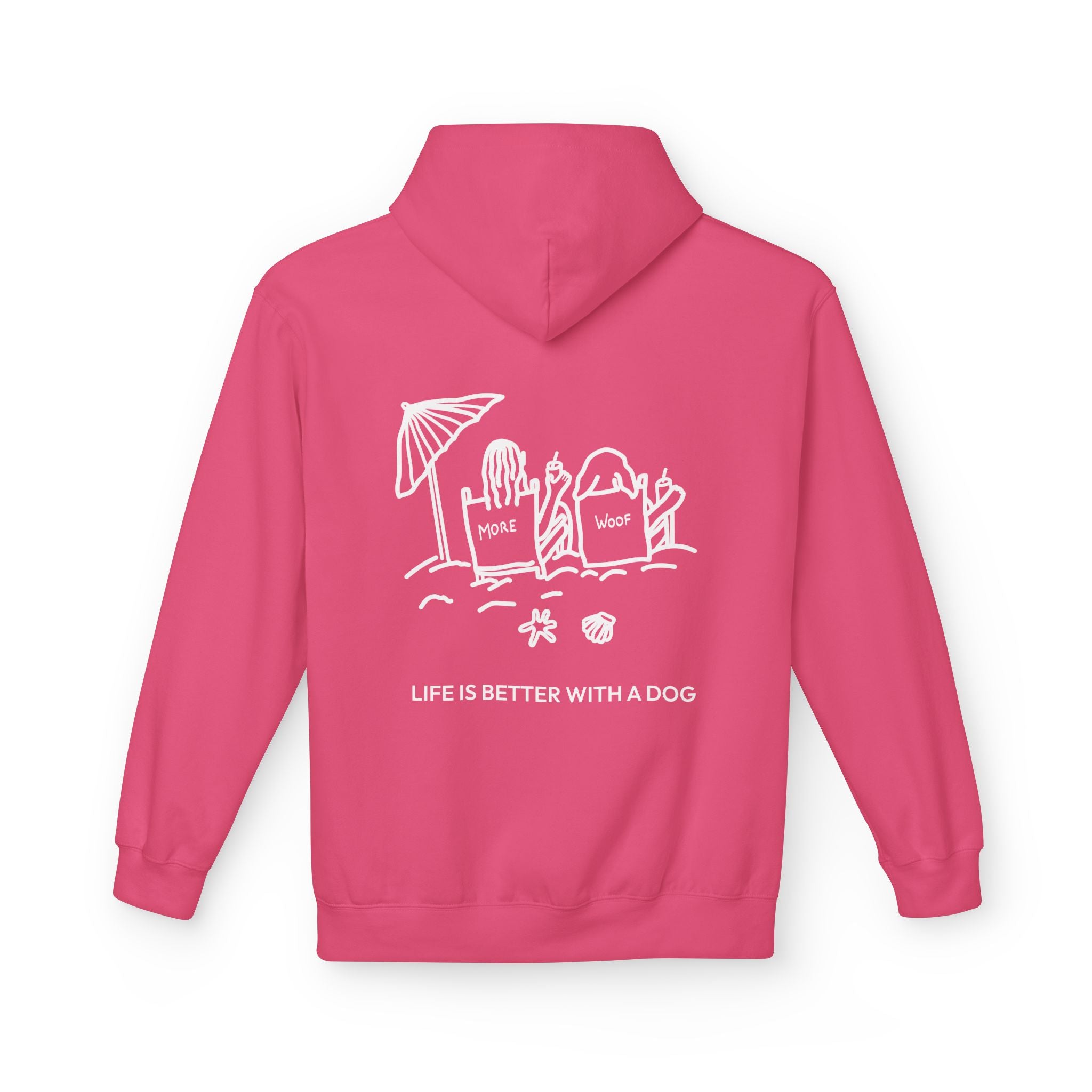 Life is Better with a Dog -- Beach (Back Print) | Softstyle Fleece Hoodie | Life Is Better With A Dog Collection | Summer Collection