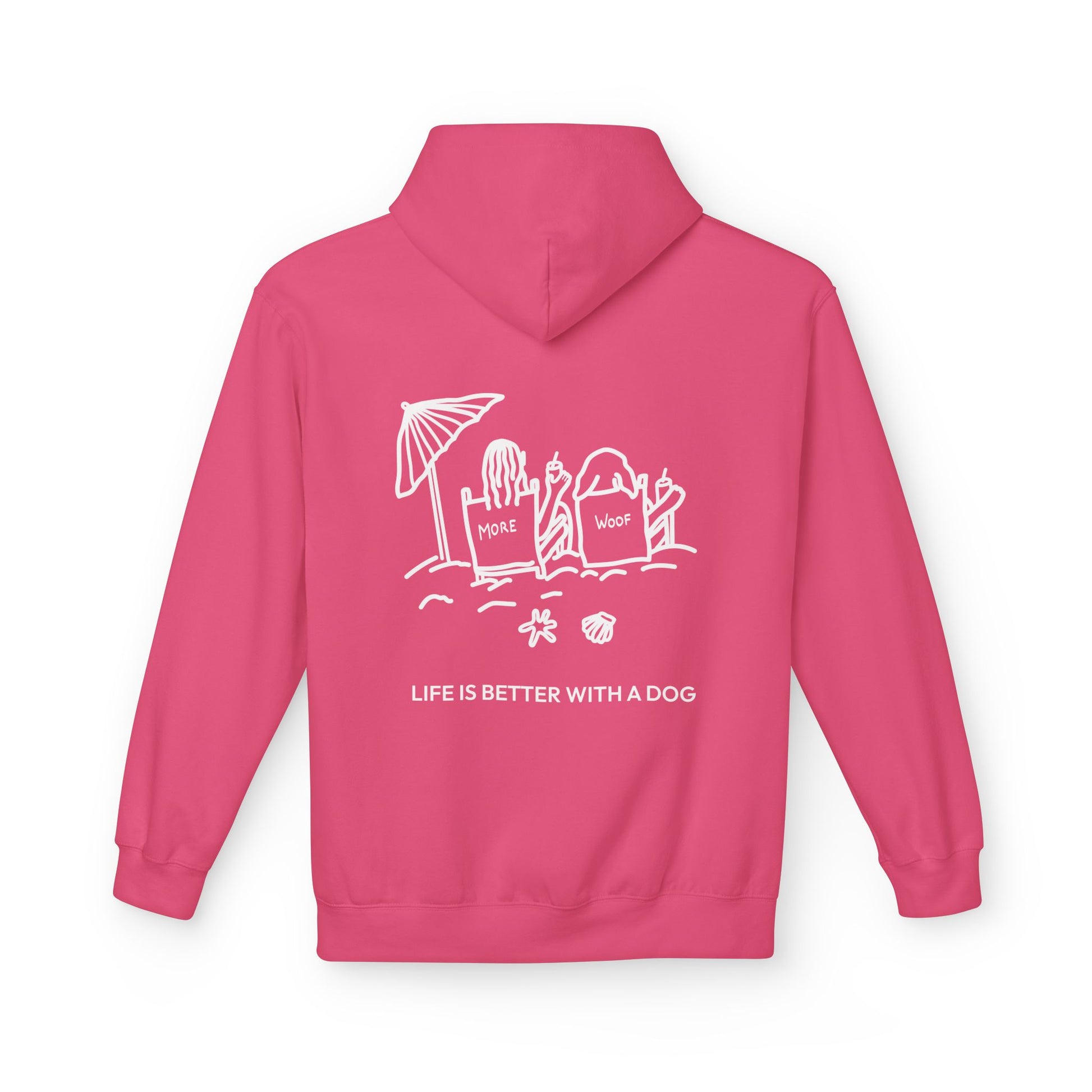 Life is Better with a Dog -- Beach (Back Print) | Softstyle Fleece Hoodie | Life Is Better With A Dog Collection | Summer Collection