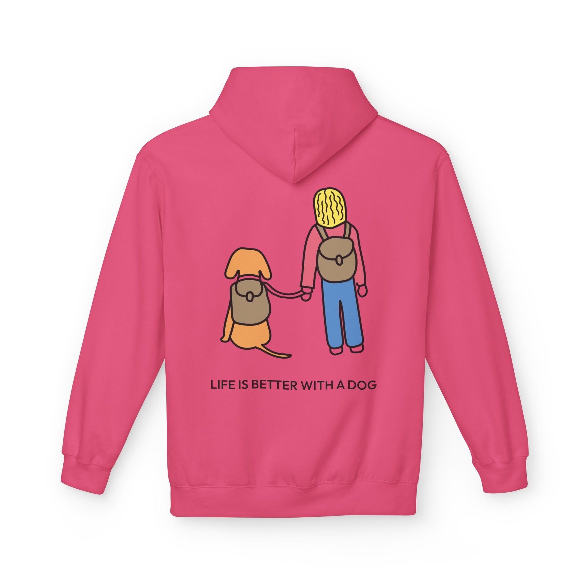 Life Is Better With A Dog -- Hiking (Back Print) | Morewoof Softstyle Fleece Hoodie | Color Collection