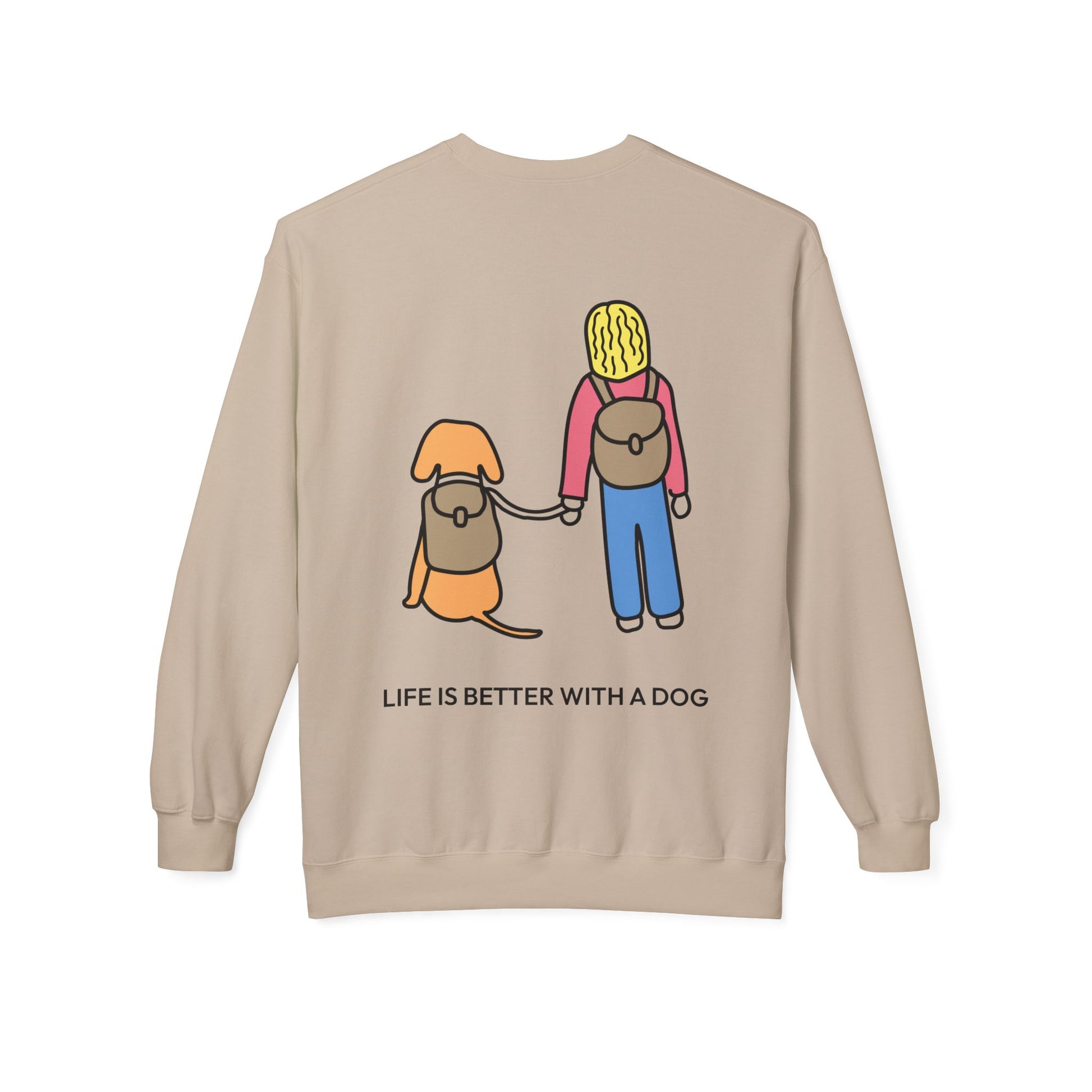 Life Is Better With A Dog -- Hiking (Back Print) | Morewoof Softstyle Fleece Sweatshirt | Color Collection
