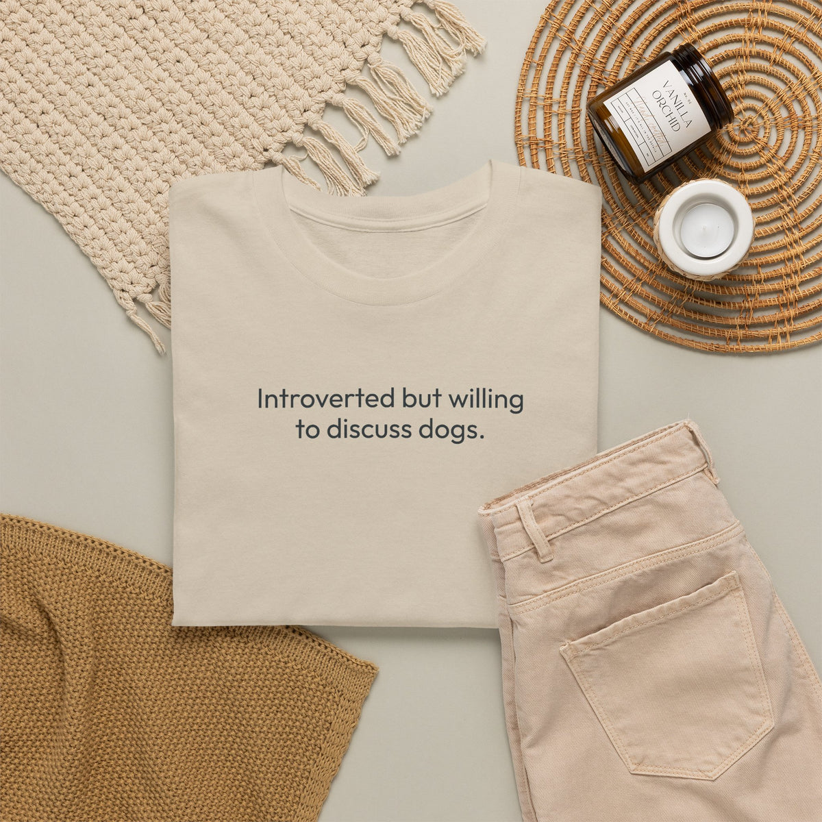 Introverted but willing to discuss dogs | Soft Cotton Tee | Dog Person Collection