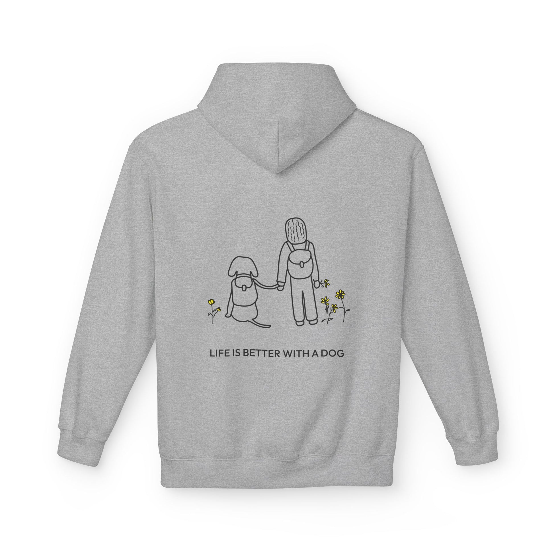 Life Is Better With A Dog -- Hiking (Back Print) | Softstyle Fleece Hoodie | Life Is Better With A Dog Collection