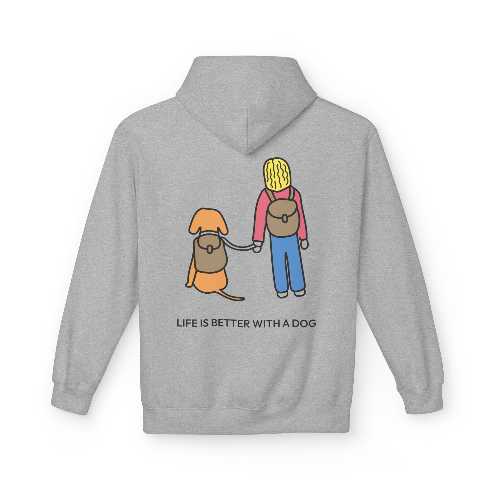 Life Is Better With A Dog -- Hiking (Back Print) | Morewoof Softstyle Fleece Hoodie | Color Collection
