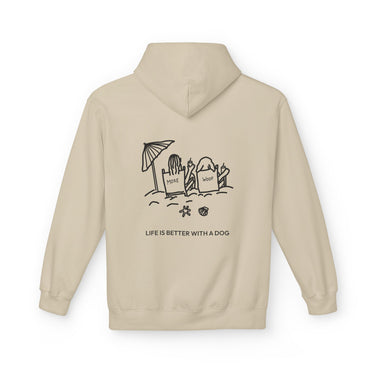 Life is Better with a Dog -- Beach (Back Print) | Softstyle Fleece Hoodie | Life Is Better With A Dog Collection | Summer Collection