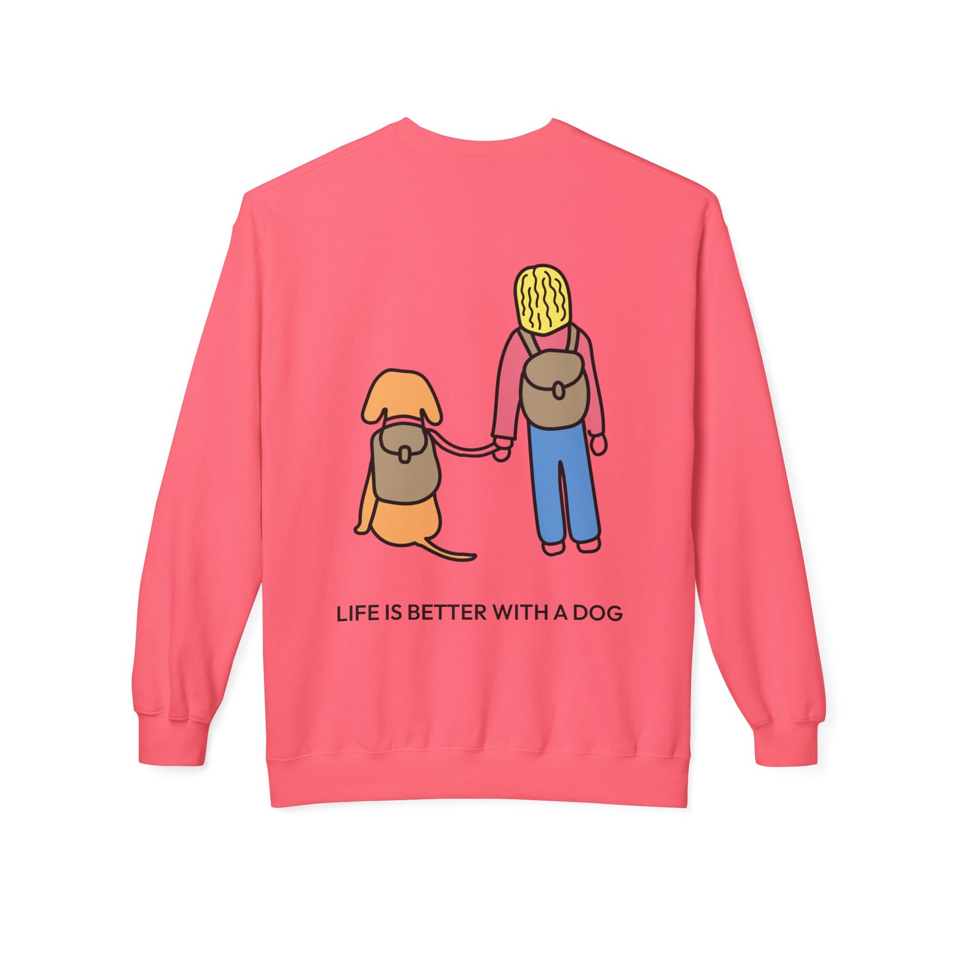 Life Is Better With A Dog -- Hiking (Back Print) | Morewoof Softstyle Fleece Sweatshirt | Color Collection