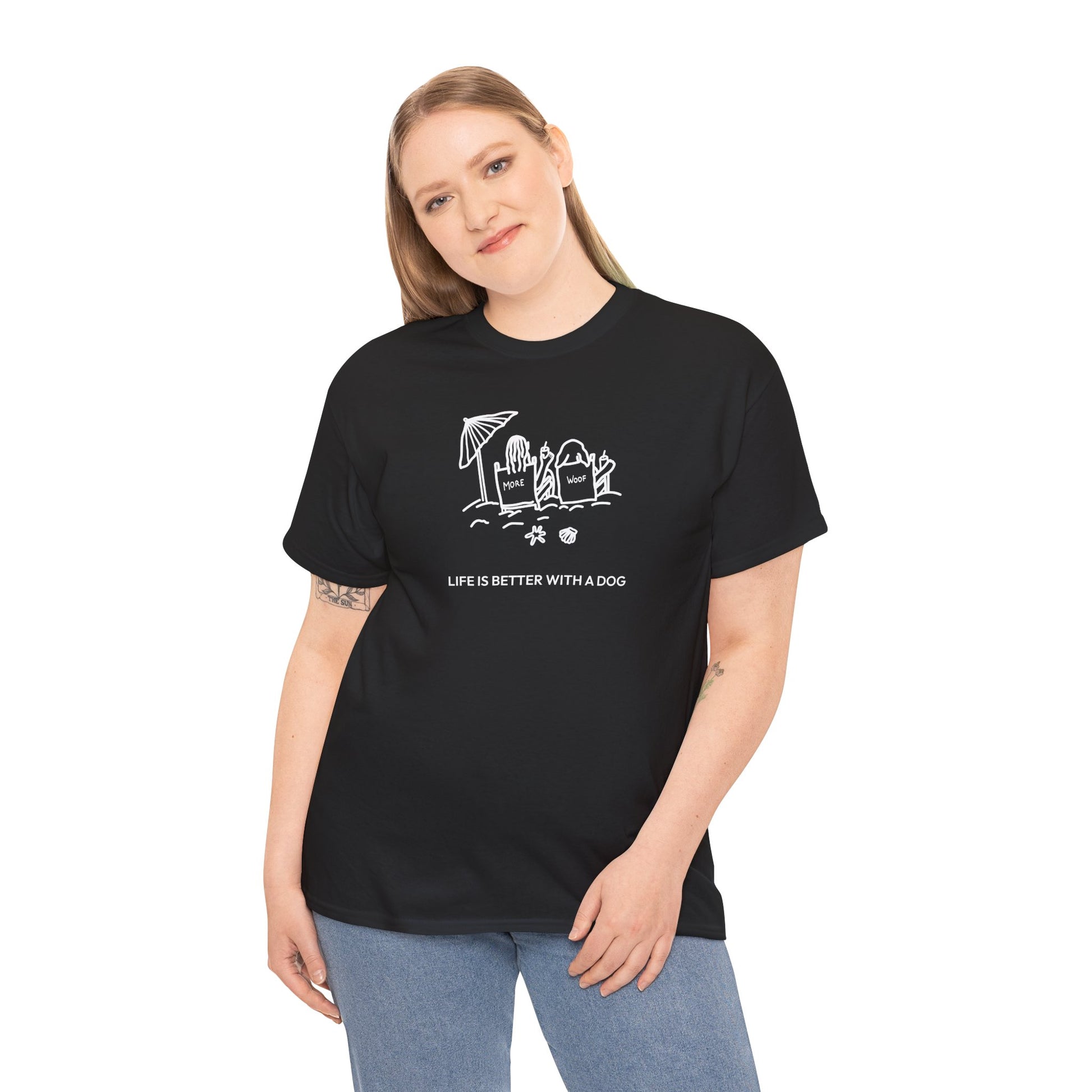 Life is Better with a Dog -- Beach| Soft Cotton Tee | Summer Collection | Life Is Better With A Dog Collection