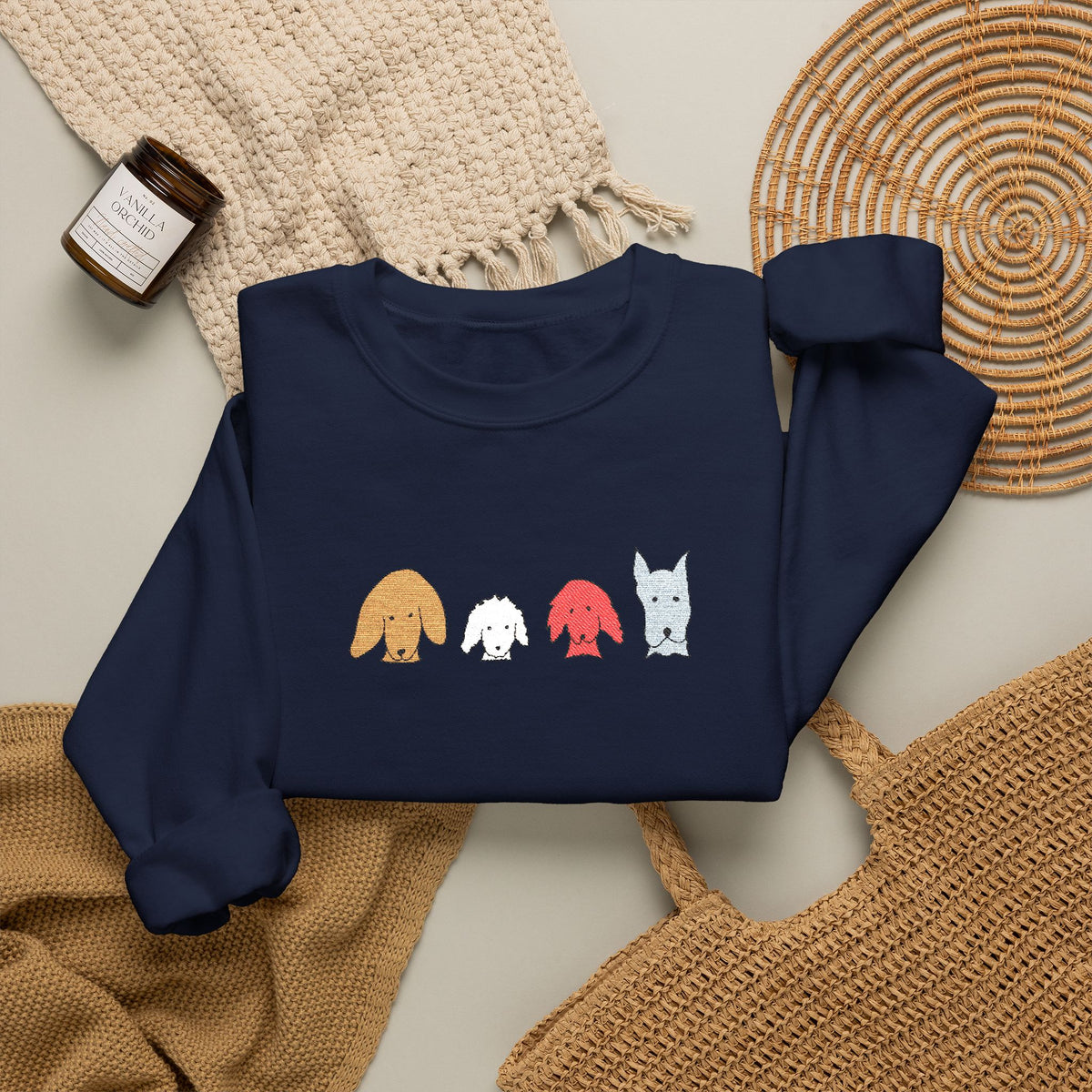 Fall For Dogs (No Text) | Embroidered Sweatshirt | Color Collection| Fall Collection