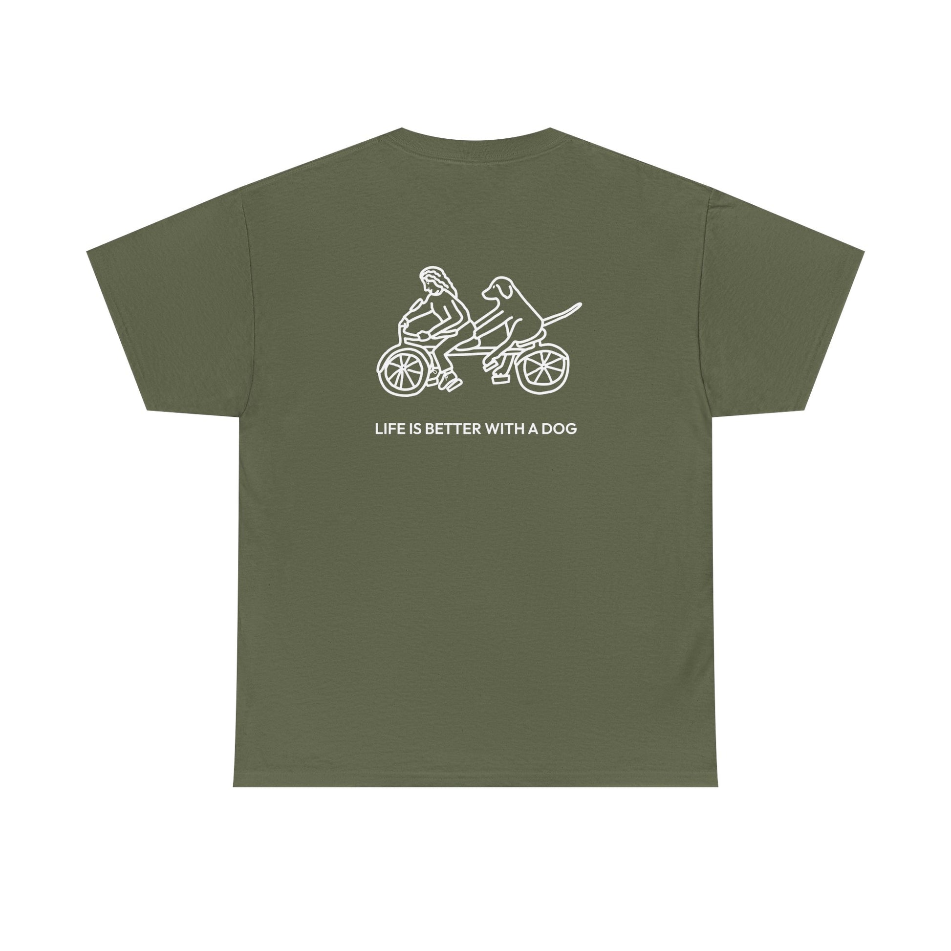 Life Is Better With A Dog -- Bicycle (Back Print) | Soft Cotton Tee | Life Is Better With A Dog Collection
