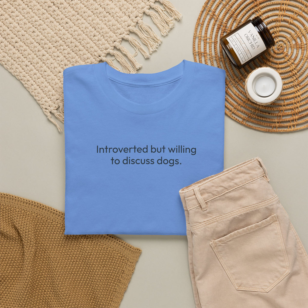 Introverted but willing to discuss dogs | Soft Cotton Tee | Dog Person Collection