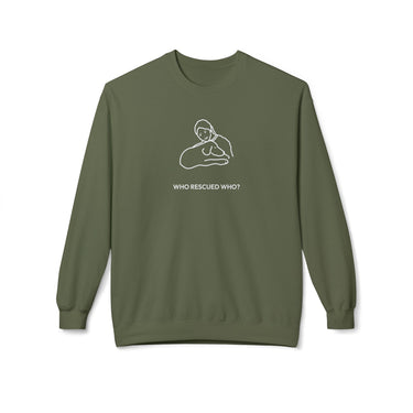 Who Rescued Who? | Morewoof Softstyle Fleece Sweatshirt | Rescue Collection
