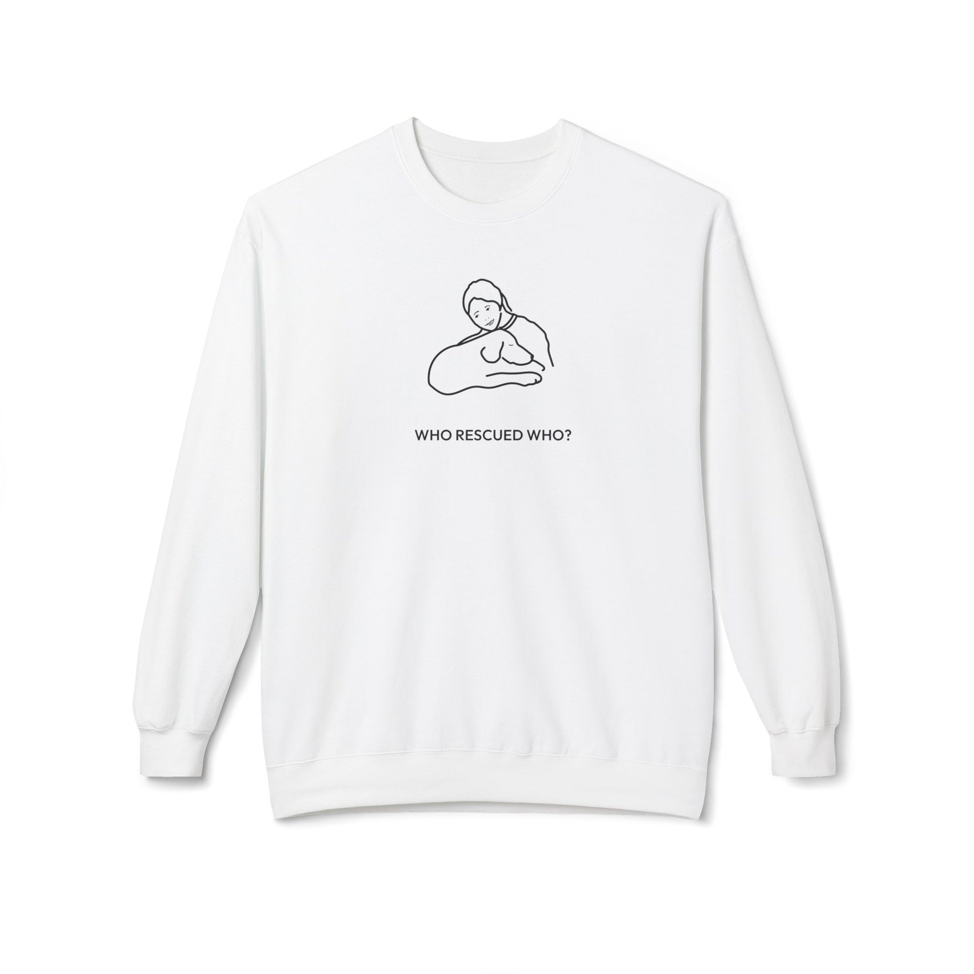 Who Rescued Who? | Morewoof Softstyle Fleece Sweatshirt | Rescue Collection