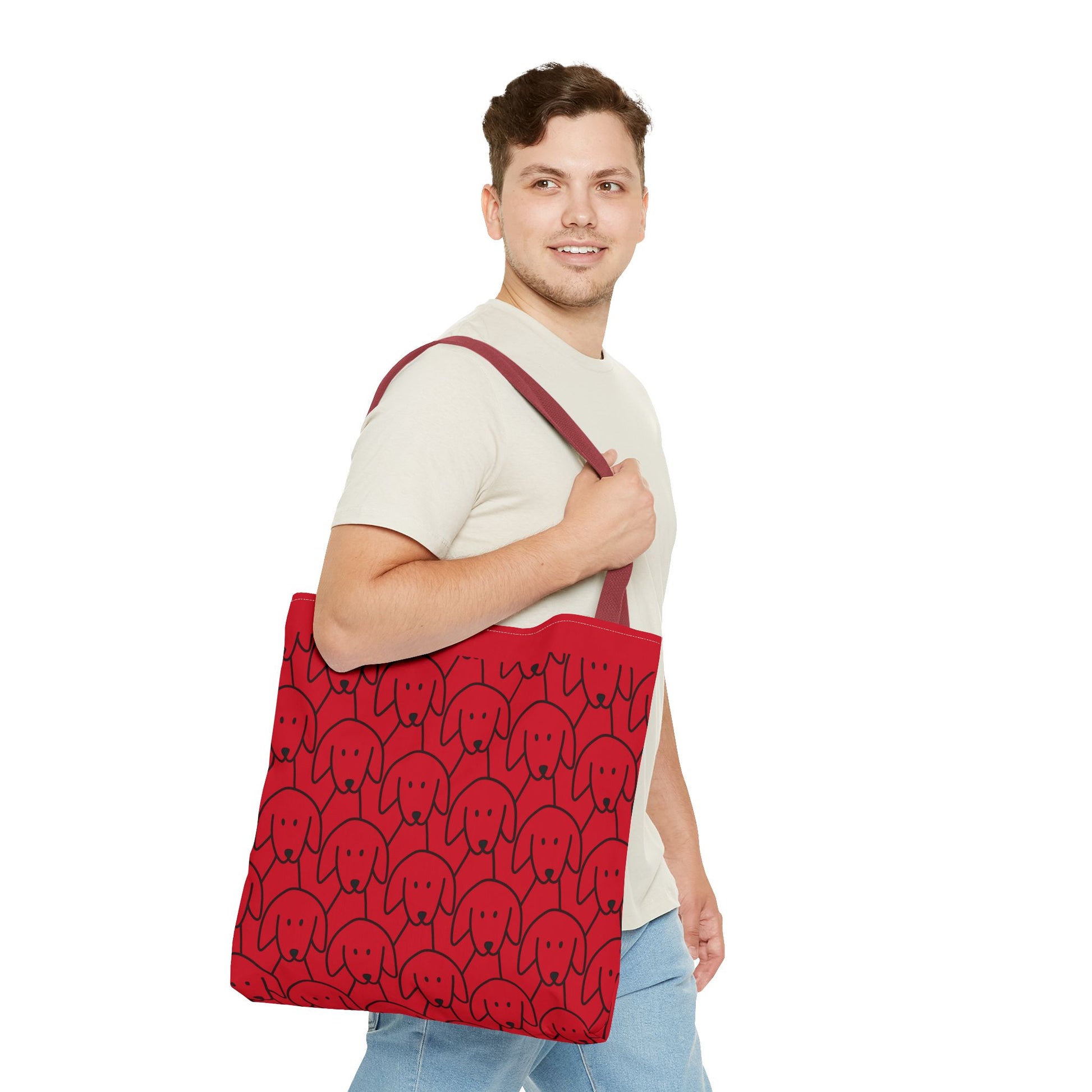 Playful Dog Pattern Tote Bag | 13", 16", 18"