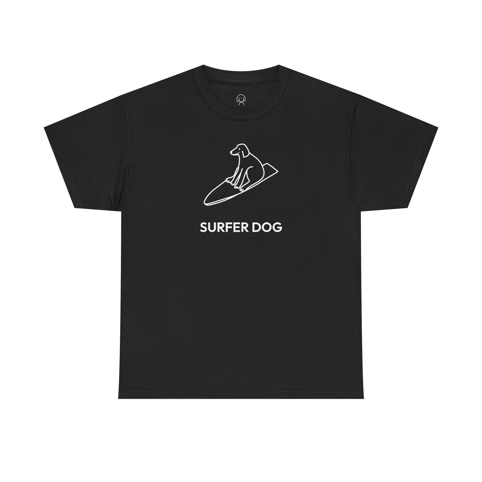 Surfer Dog t-shirt, shown in Black