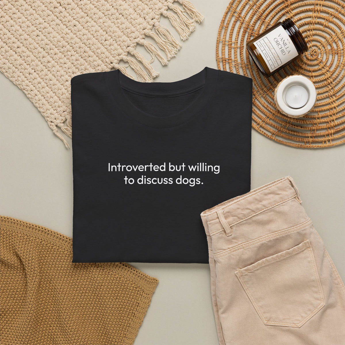 Introverted but willing to discuss dogs | Soft Cotton Tee | Dog Person Collection