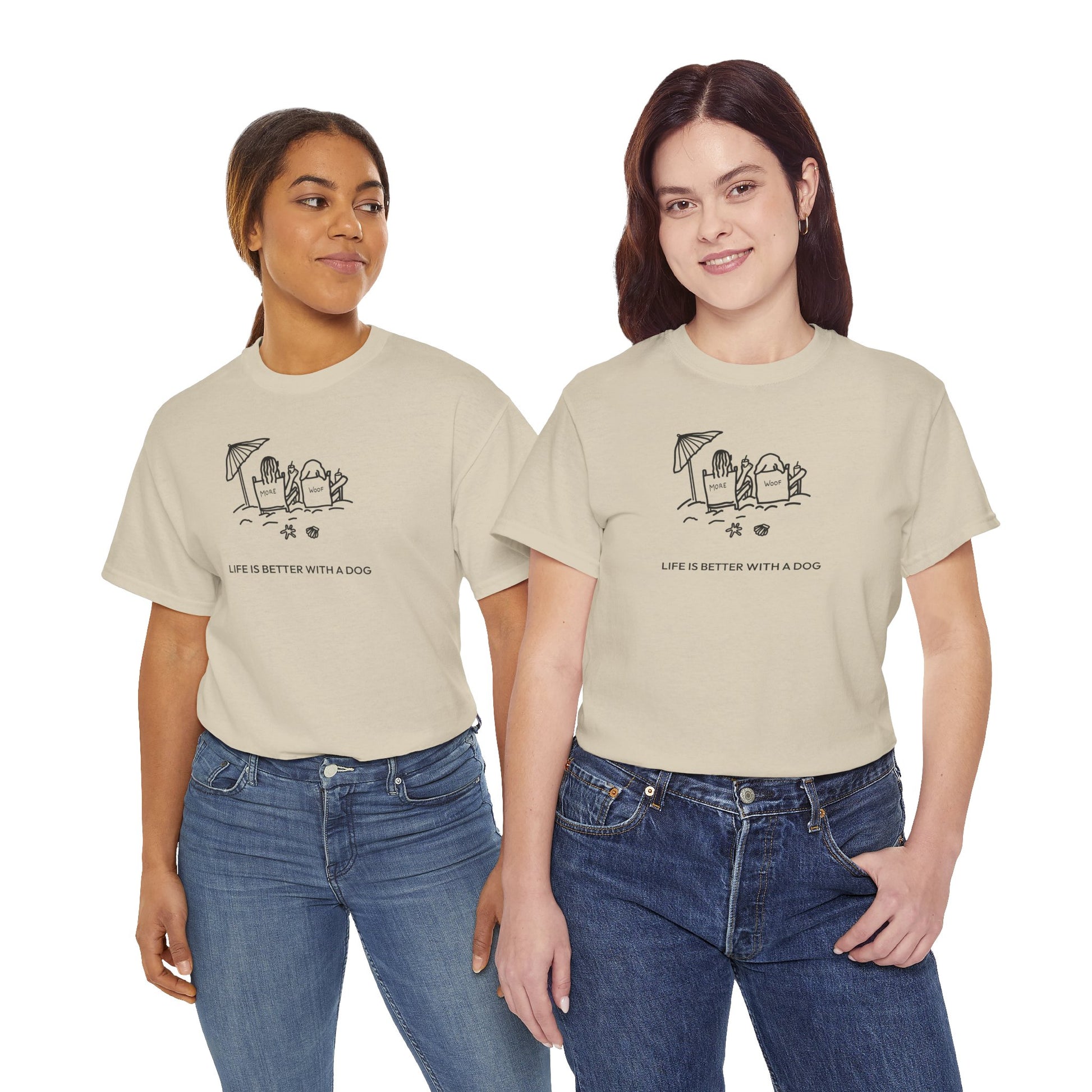 Life is Better with a Dog -- Beach| Soft Cotton Tee | Summer Collection | Life Is Better With A Dog Collection