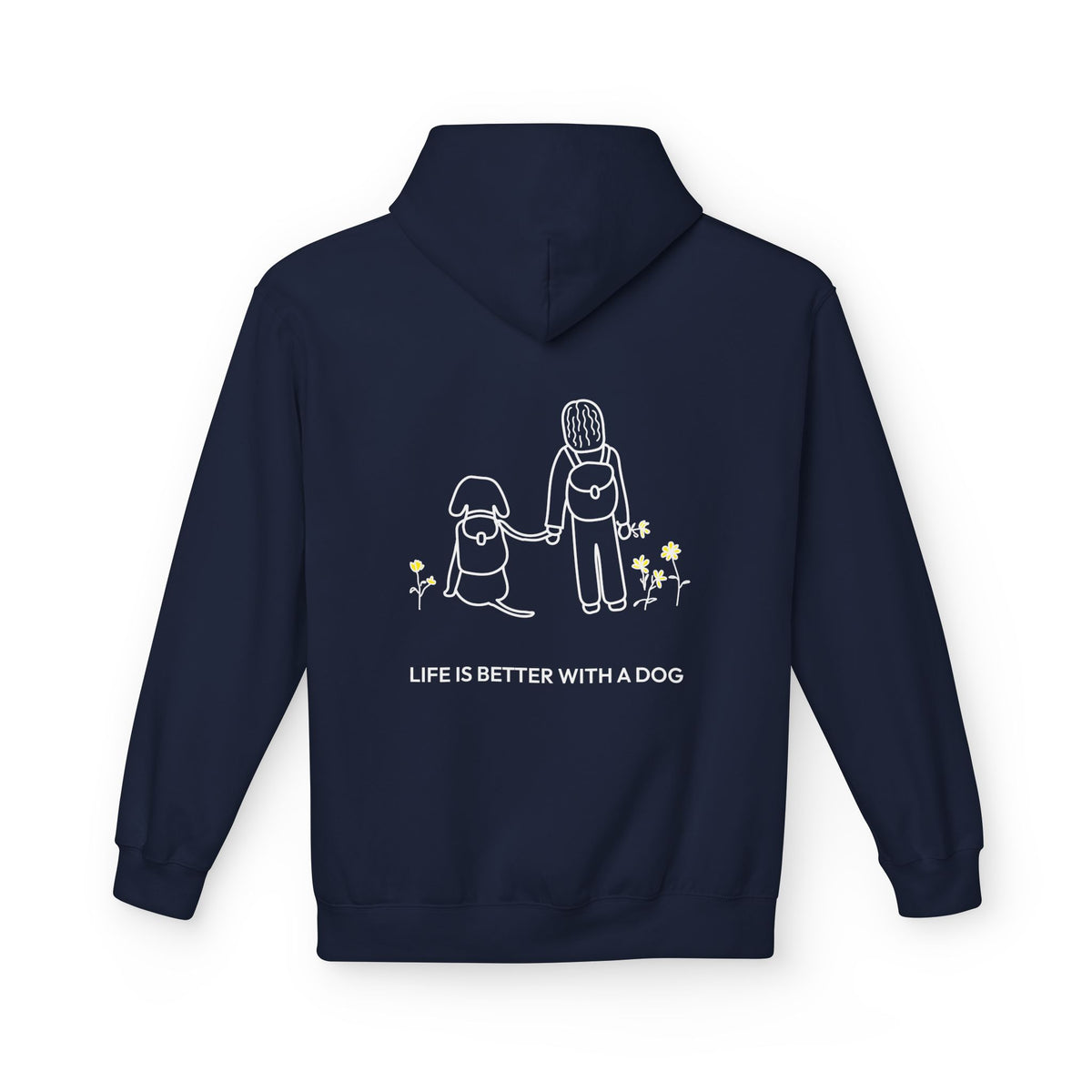 Life Is Better With A Dog -- Hiking (Back Print) | Soft Fleece Hoodie | Life Is Better With A Dog Collection