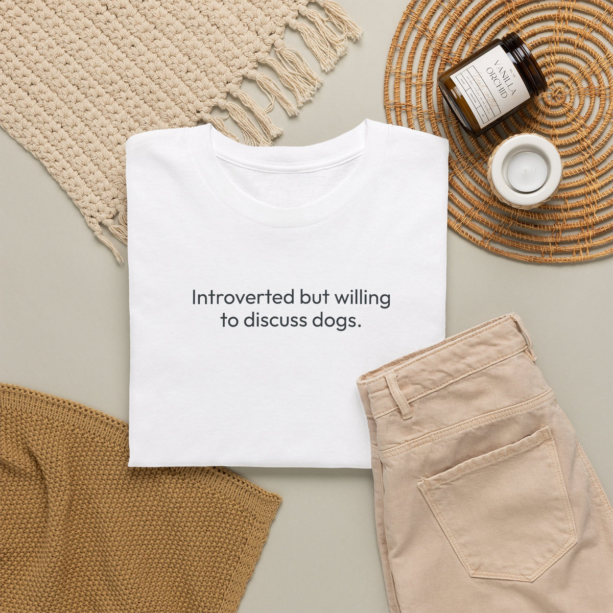 Introverted but willing to discuss dogs | Soft Cotton Tee | Dog Person Collection