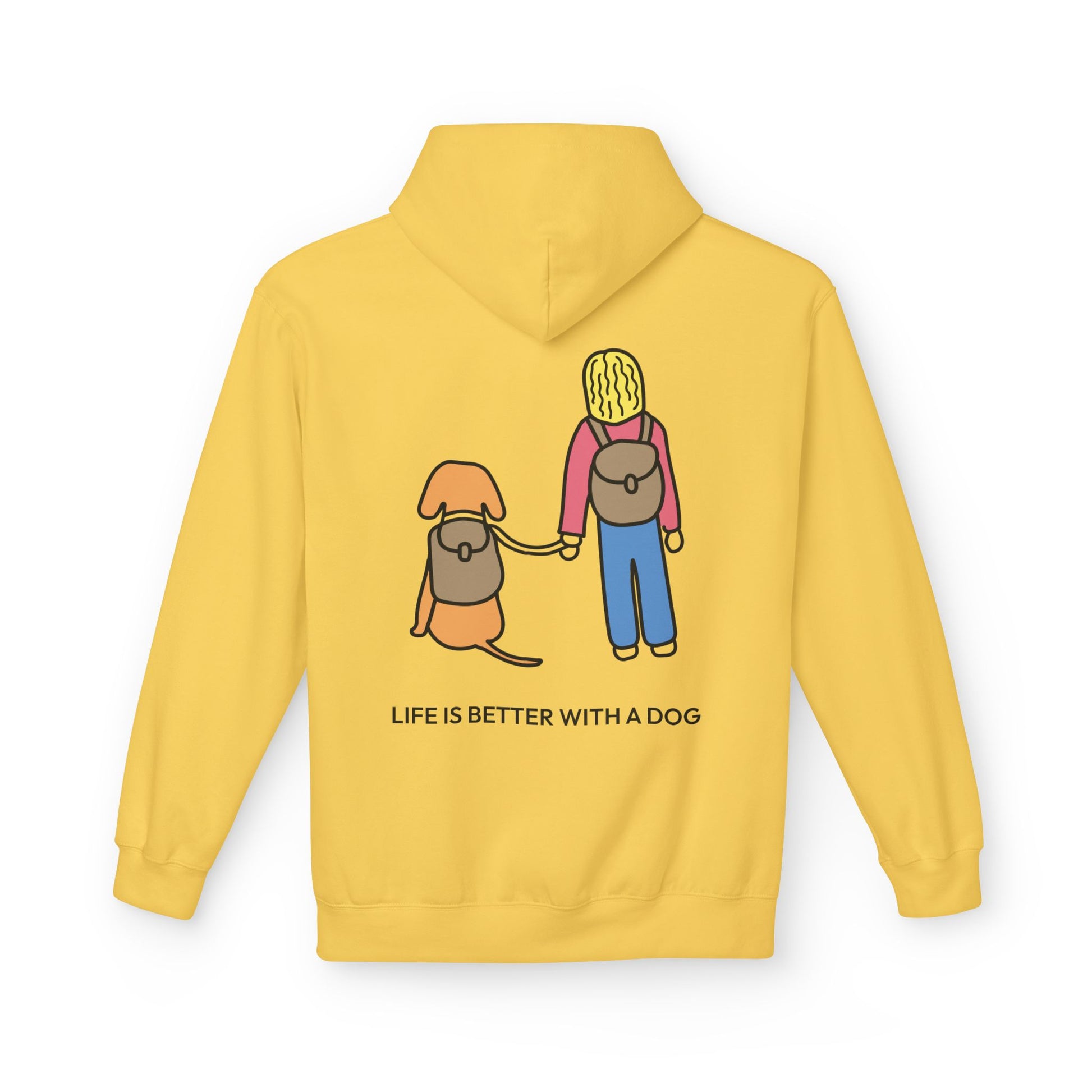 Life Is Better With A Dog -- Hiking (Back Print) | Morewoof Softstyle Fleece Hoodie | Color Collection