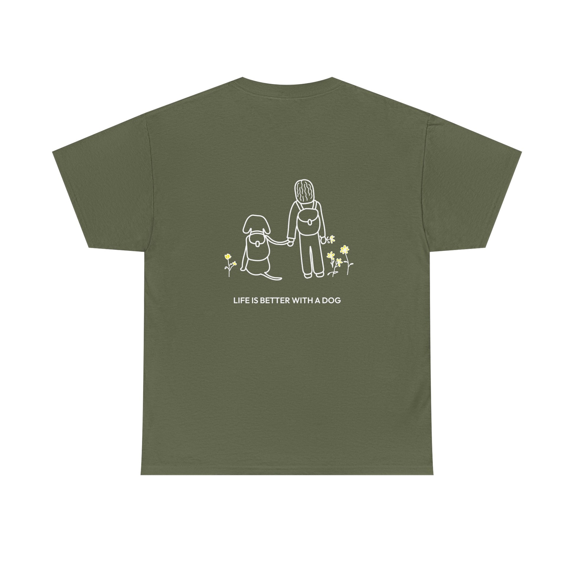 Life Is Better With A Dog -- Hiking (Back Print) | Soft Cotton Tee | Life Is Better With A Dog Collection