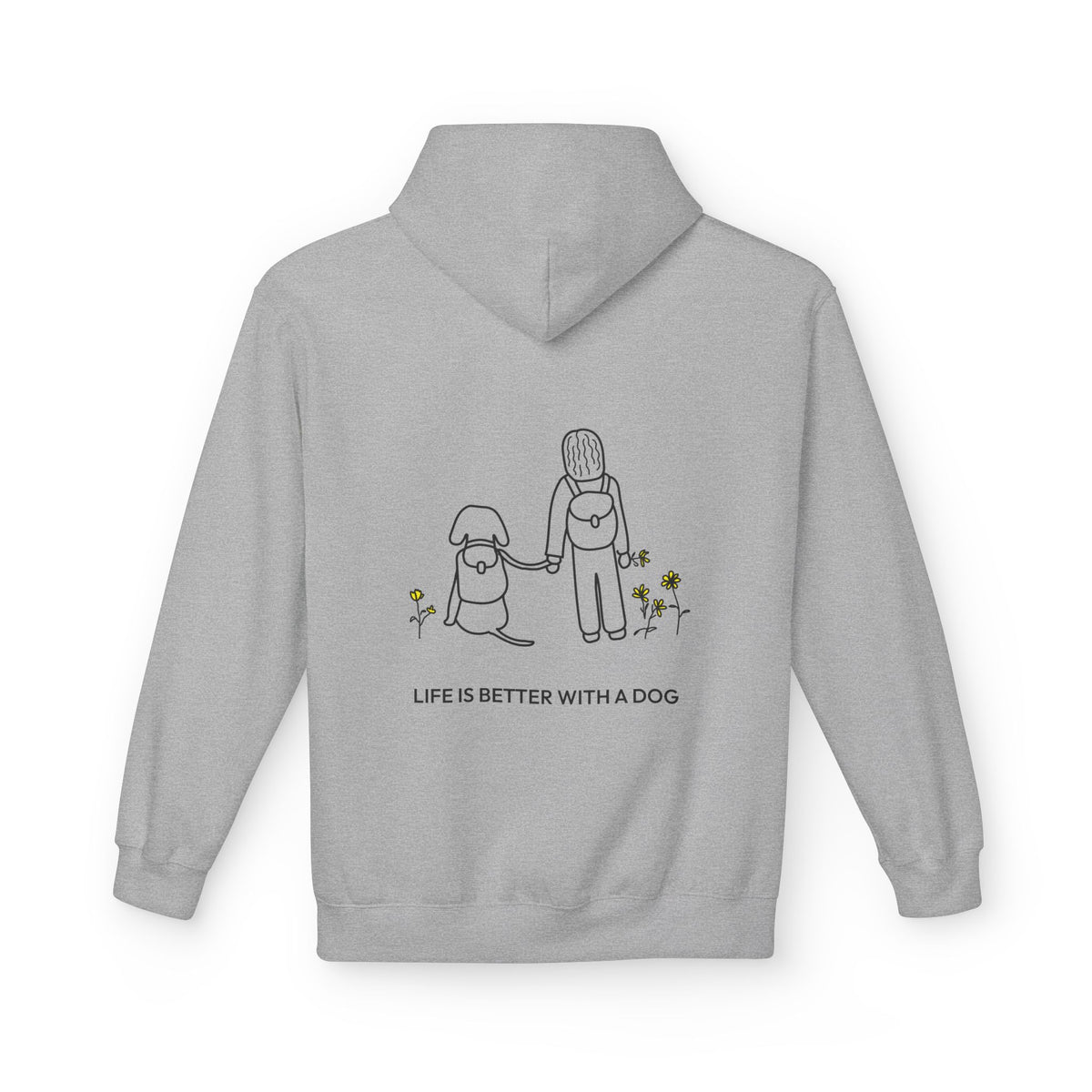 Life Is Better With A Dog -- Hiking (Back Print) | Soft Fleece Hoodie | Life Is Better With A Dog Collection
