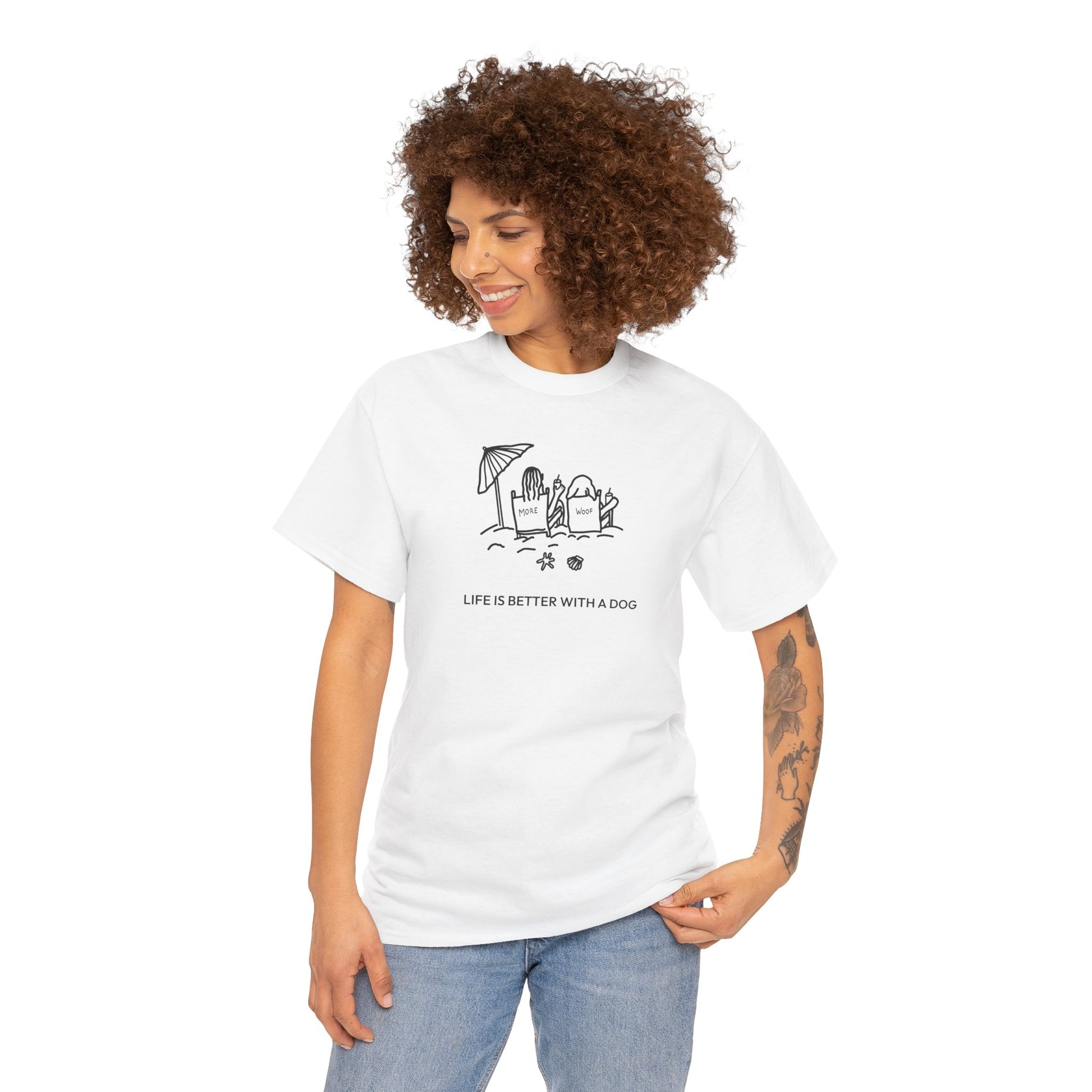 Life is Better with a Dog -- Beach| Soft Cotton Tee | Summer Collection | Life Is Better With A Dog Collection