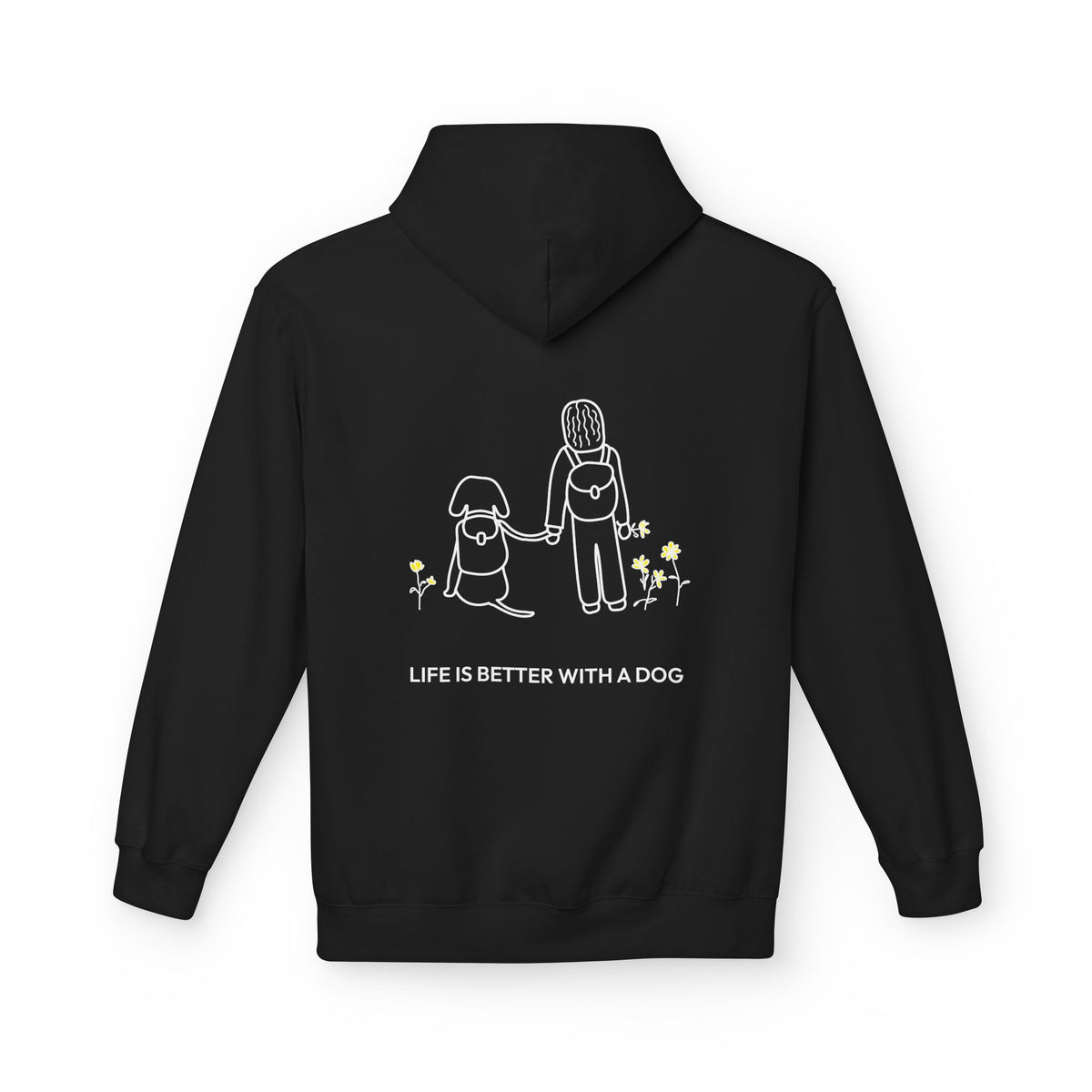 Life Is Better With A Dog -- Hiking (Back Print) | Soft Fleece Hoodie | Life Is Better With A Dog Collection