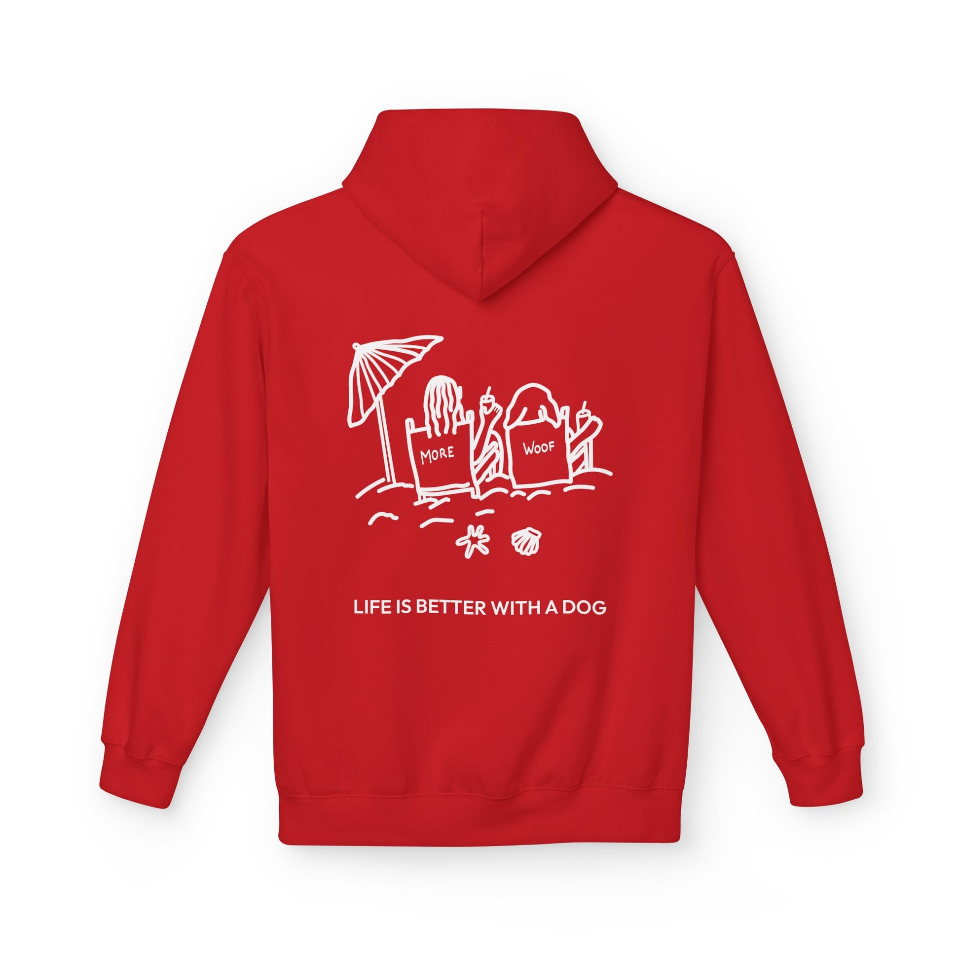 Life is Better with a Dog -- Beach (Back Print) | Softstyle Fleece Hoodie | Life Is Better With A Dog Collection | Summer Collection