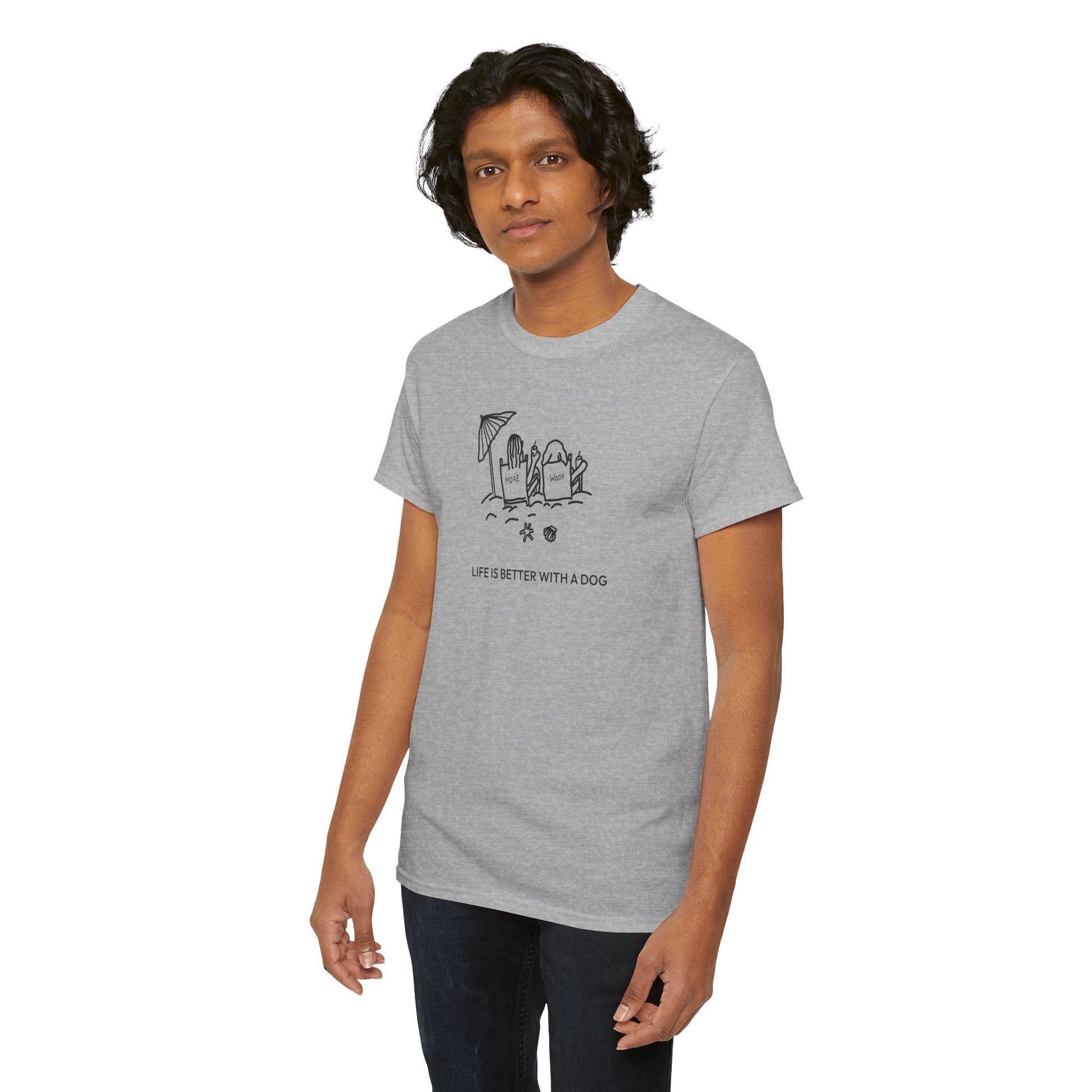 Life is Better with a Dog -- Beach| Soft Cotton Tee | Summer Collection | Life Is Better With A Dog Collection