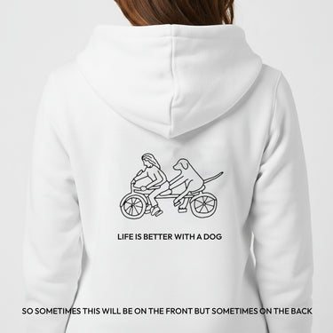 Life Is Better With A Dog -- Bicycle (Back Print) | Softstyle Fleece Hoodie