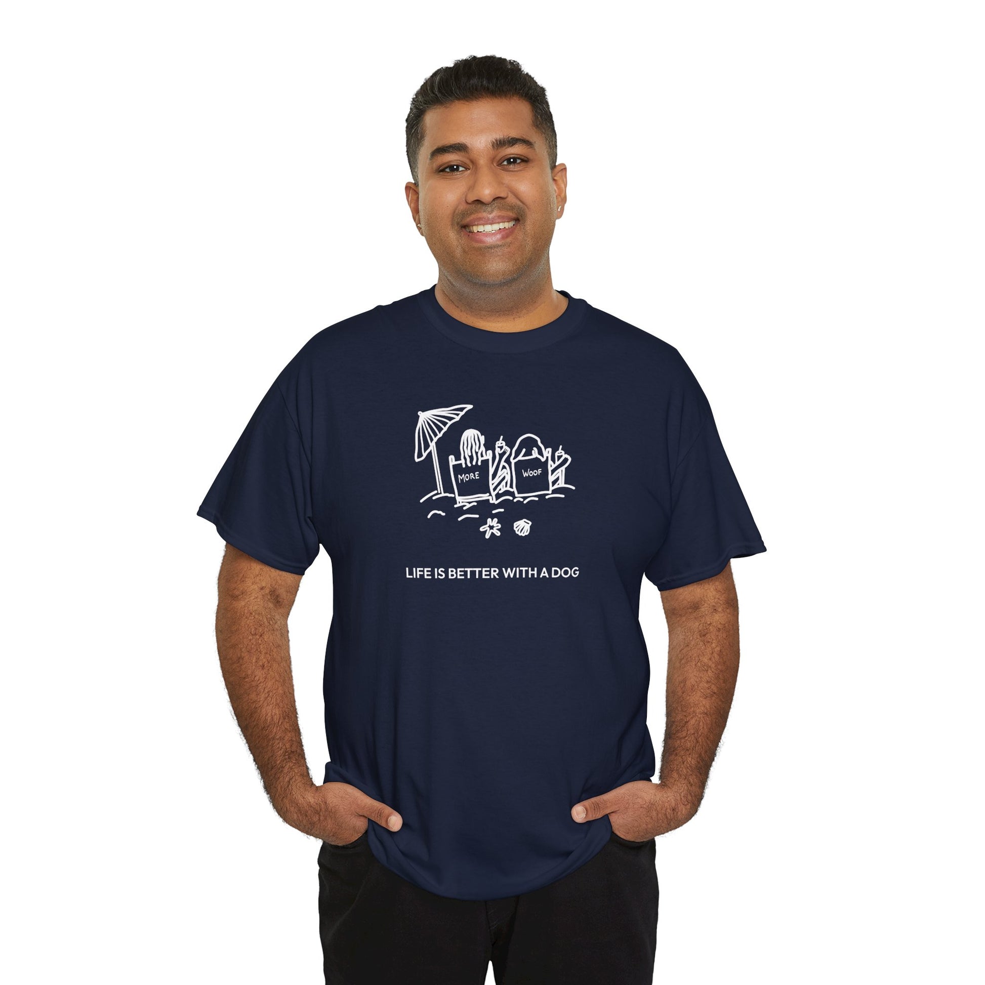 Life is Better with a Dog -- Beach| Soft Cotton Tee | Summer Collection | Life Is Better With A Dog Collection