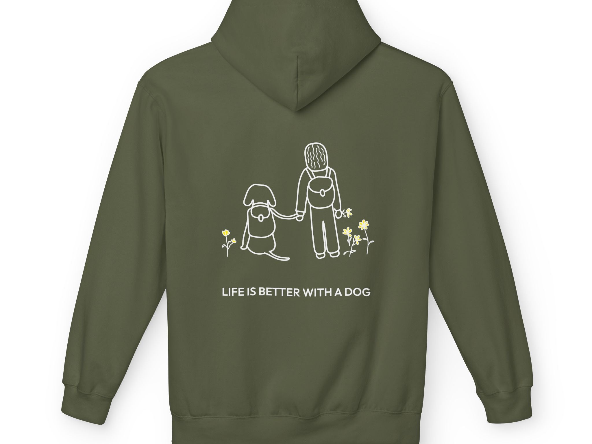 Life Is Better With A Dog -- Hiking (Back Print) | Soft Fleece Hoodie | Life Is Better With A Dog Collection