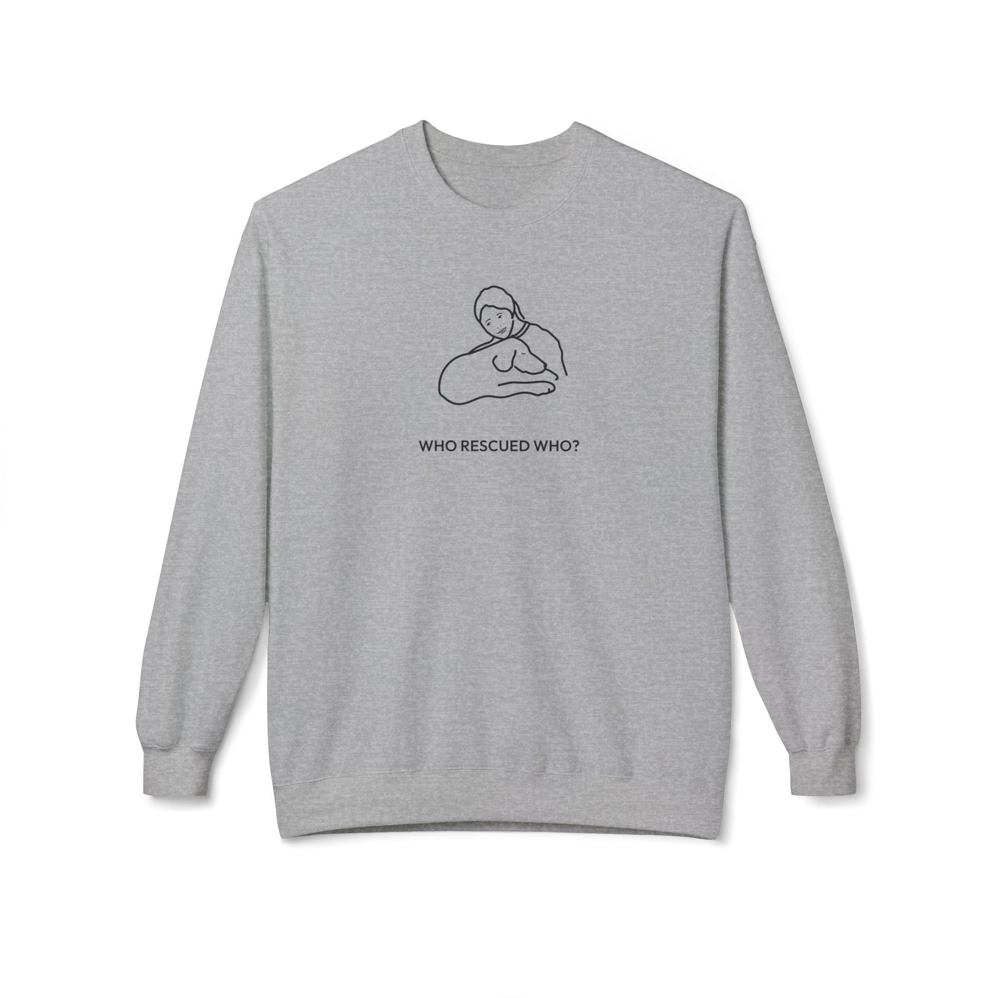Who Rescued Who? | Morewoof Softstyle Fleece Sweatshirt | Rescue Collection