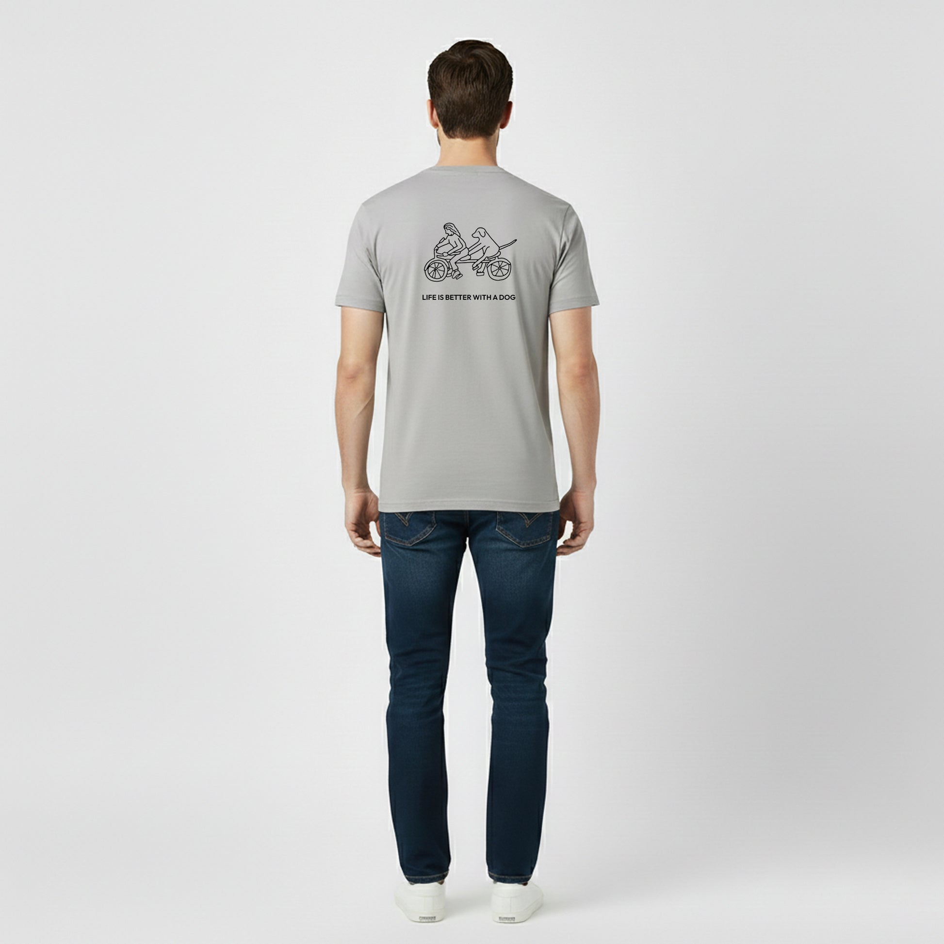 Life Is Better With A Dog -- Bicycle (Back Print) | Soft Cotton Tee | Life Is Better With A Dog Collection