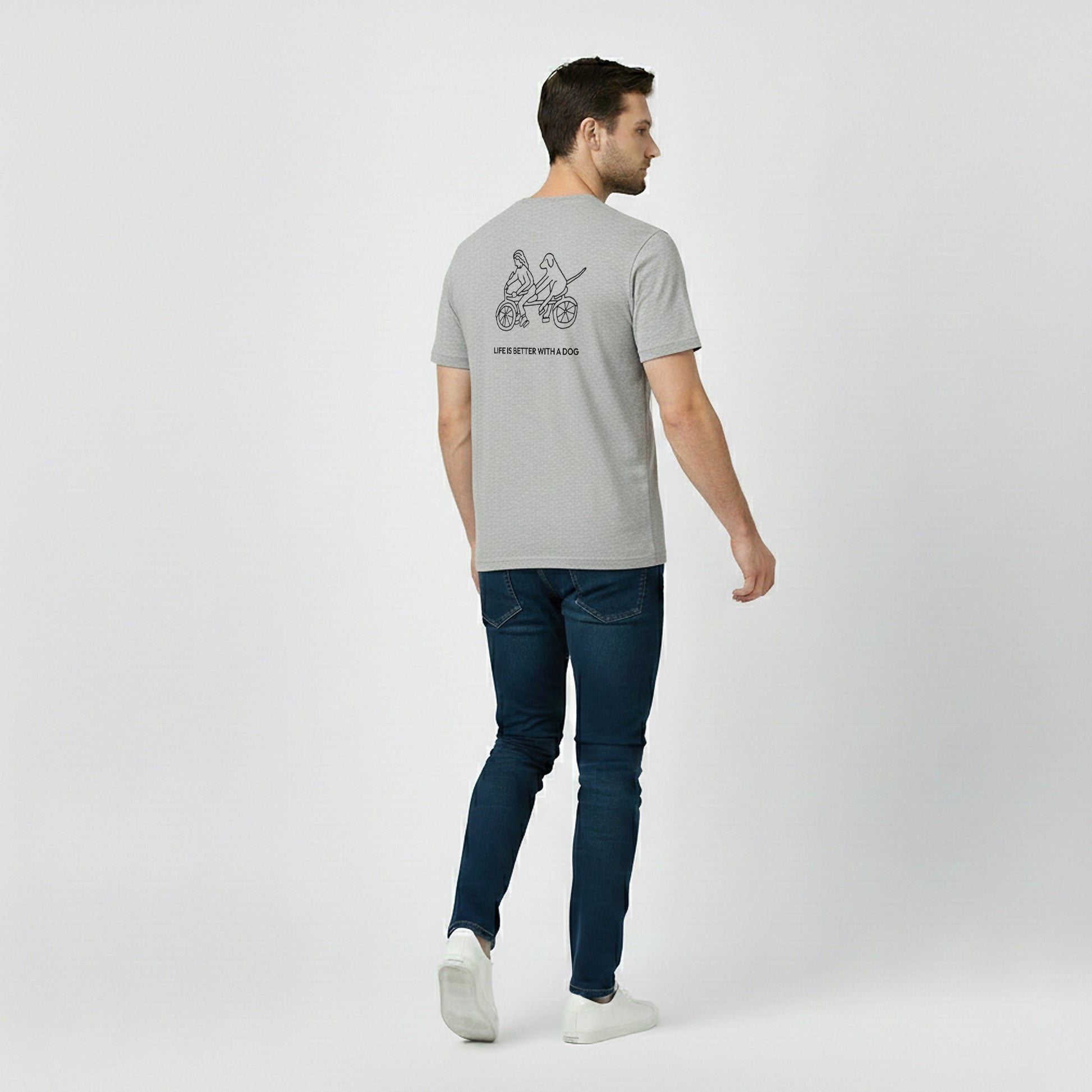 Life Is Better With A Dog -- Bicycle (Back Print) | Soft Cotton Tee | Life Is Better With A Dog Collection