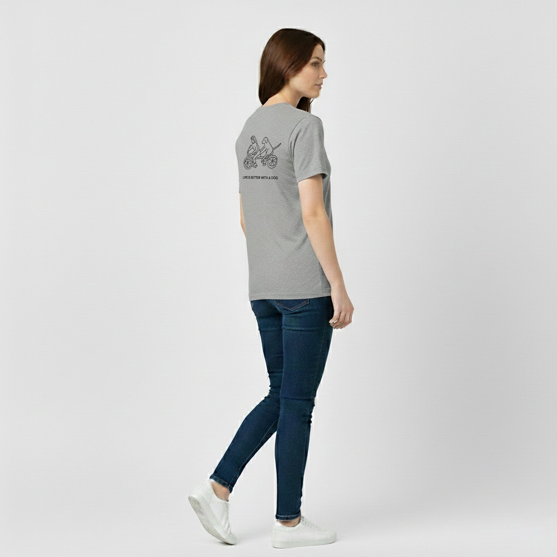 Life Is Better With A Dog -- Bicycle (Back Print) | Soft Cotton Tee | Life Is Better With A Dog Collection