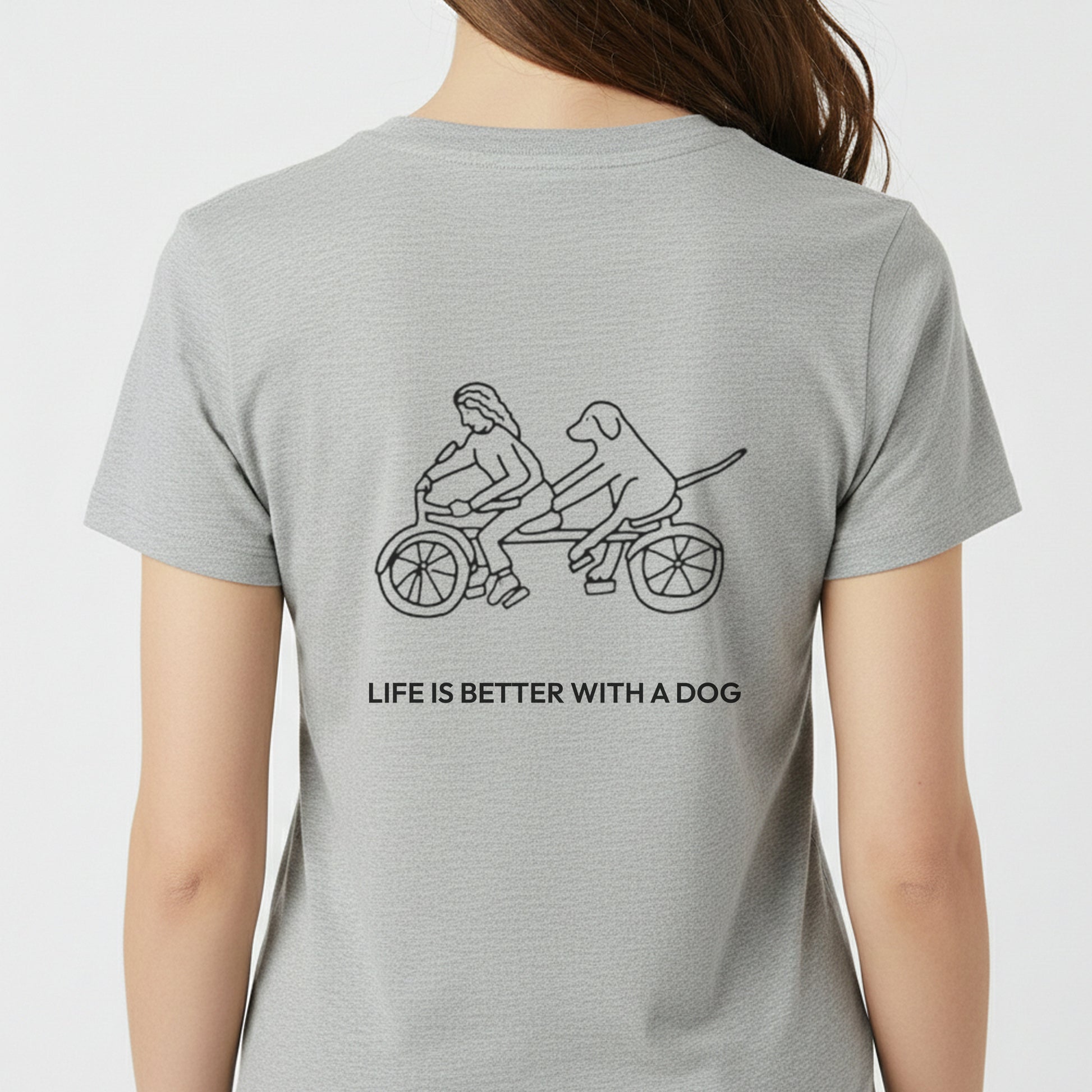 Life Is Better With A Dog -- Bicycle (Back Print) | Soft Cotton Tee | Life Is Better With A Dog Collection