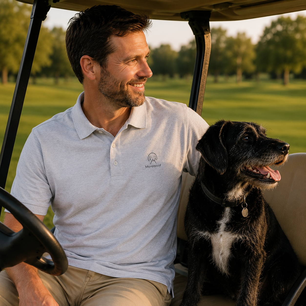 MoreWoof Classic Logo polo shirt - a small dog head icon