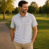 The MoreWoof Classic Logo polo shirt showing a small dog head icon