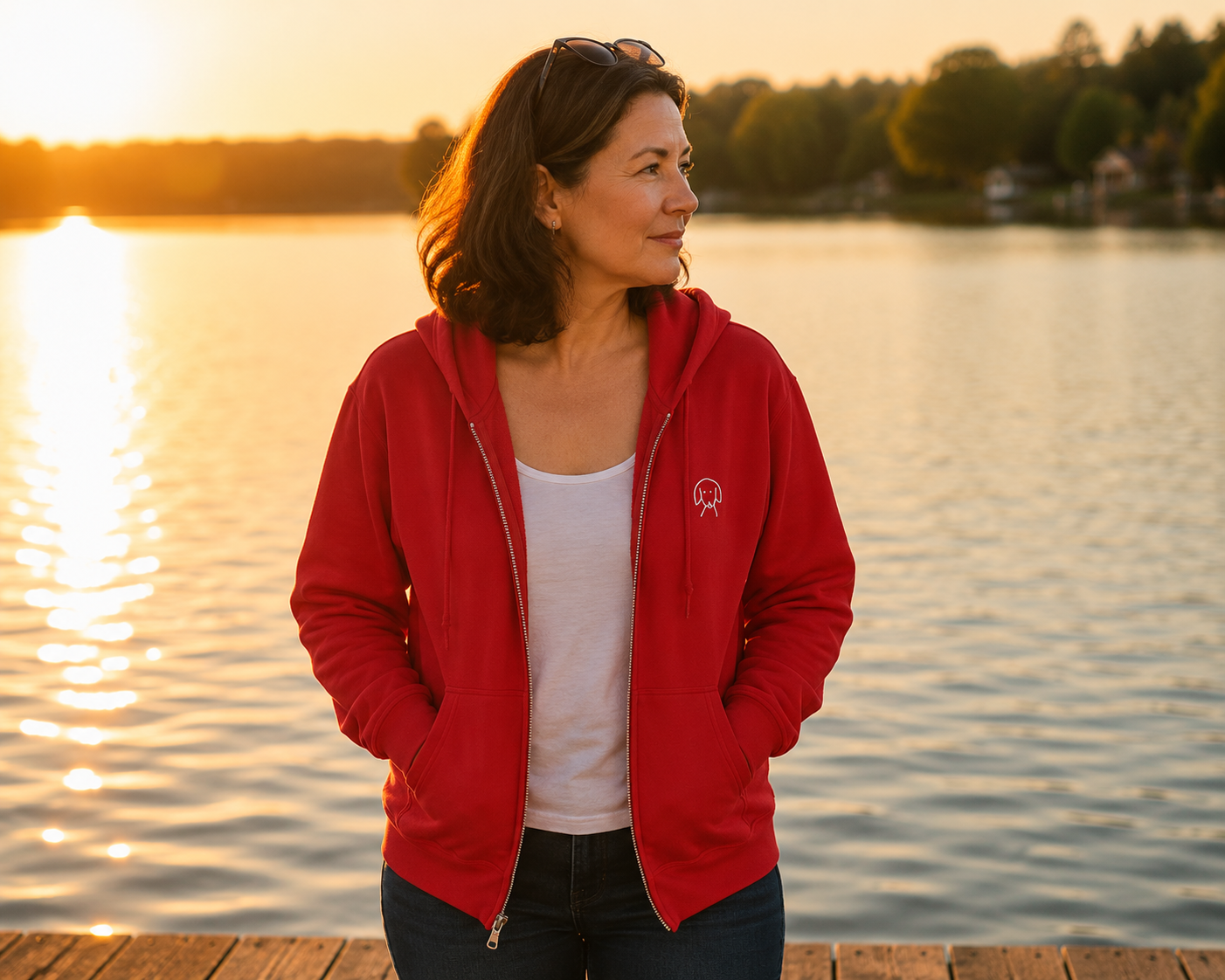 Life is Better with a Dog -- Beach (Back Print) | Morewoof Full Zip Hoodie for Dog Lovers | Life Is Better With A Dog Collection | Summer Collection