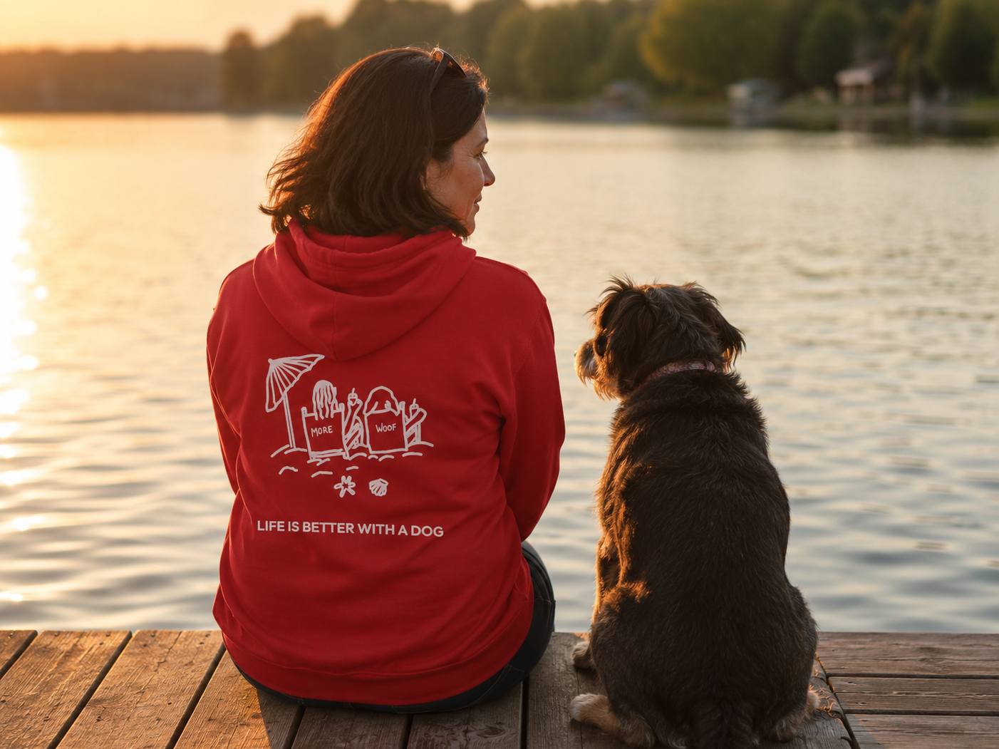 Life is Better with a Dog -- Beach (Back Print) | Morewoof Full Zip Hoodie for Dog Lovers | Life Is Better With A Dog Collection | Summer Collection