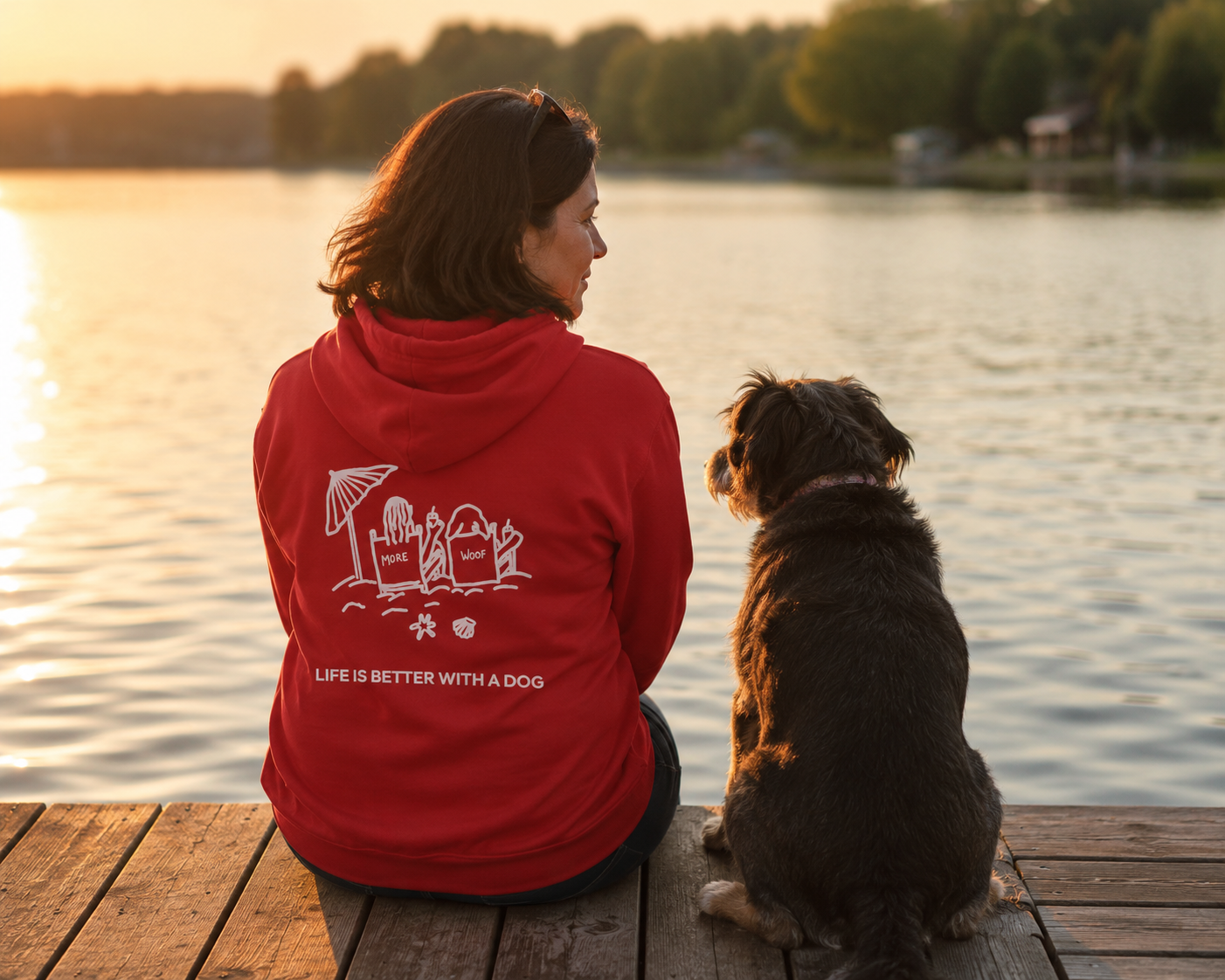 Life is Better with a Dog -- Beach (Back Print) | Morewoof Full Zip Hoodie for Dog Lovers | Life Is Better With A Dog Collection | Summer Collection
