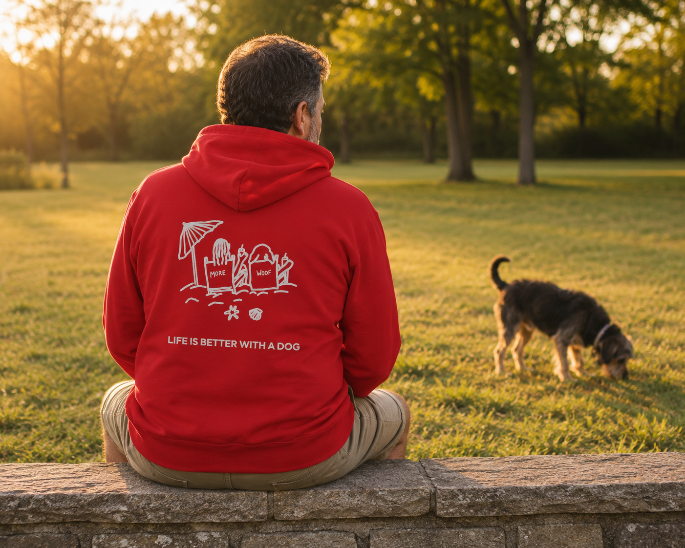 Life is Better with a Dog -- Beach (Back Print) | Morewoof Full Zip Hoodie for Dog Lovers | Life Is Better With A Dog Collection | Summer Collection