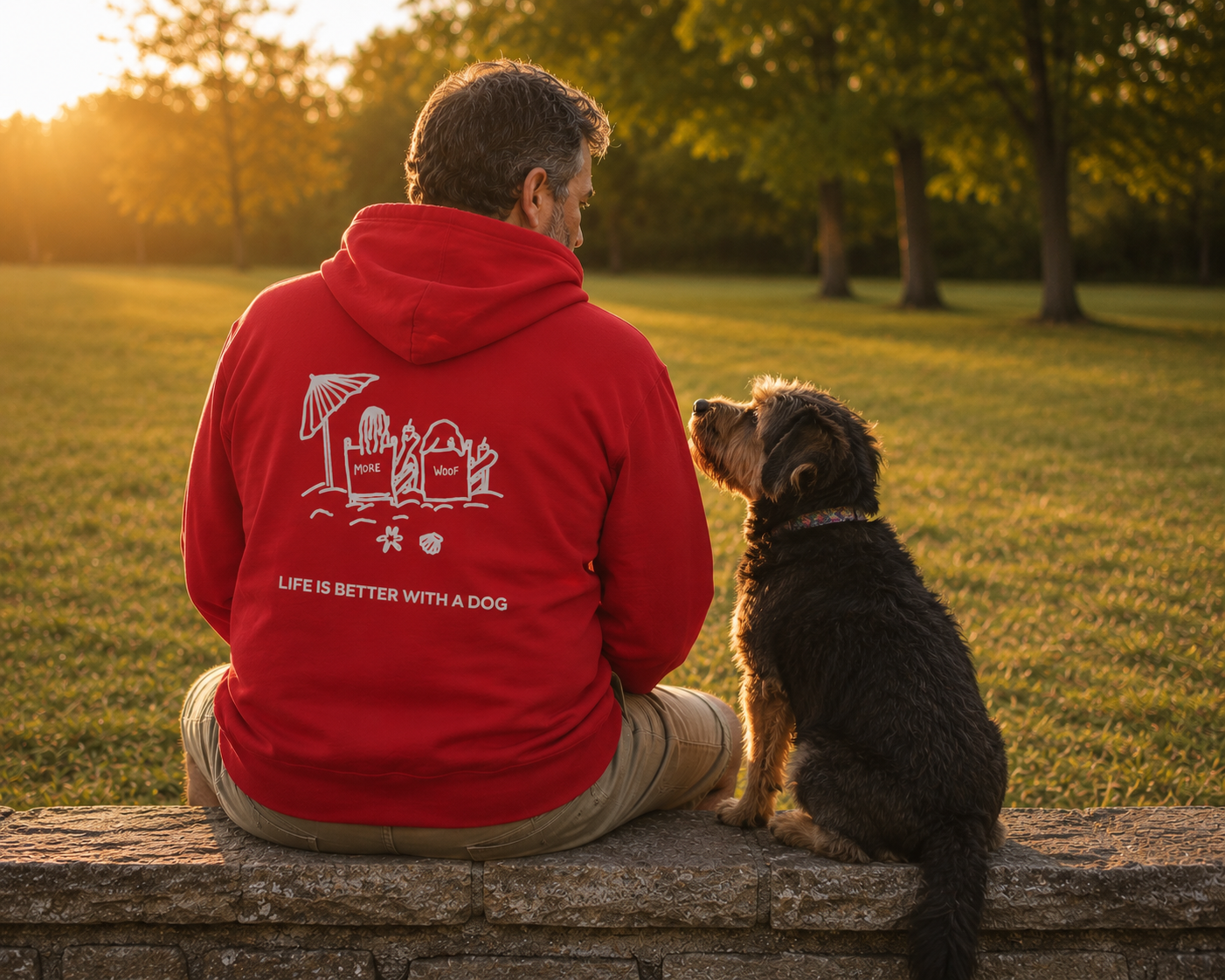 Life is Better with a Dog -- Beach (Back Print) | Morewoof Full Zip Hoodie for Dog Lovers | Life Is Better With A Dog Collection | Summer Collection