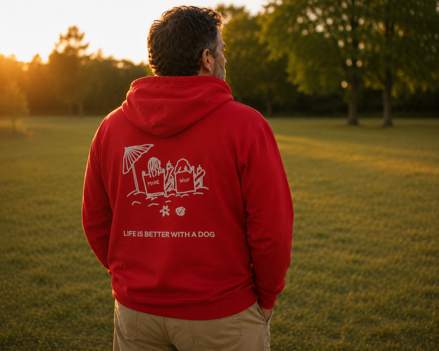 Life is Better with a Dog -- Beach (Back Print) | Morewoof Full Zip Hoodie for Dog Lovers | Life Is Better With A Dog Collection | Summer Collection